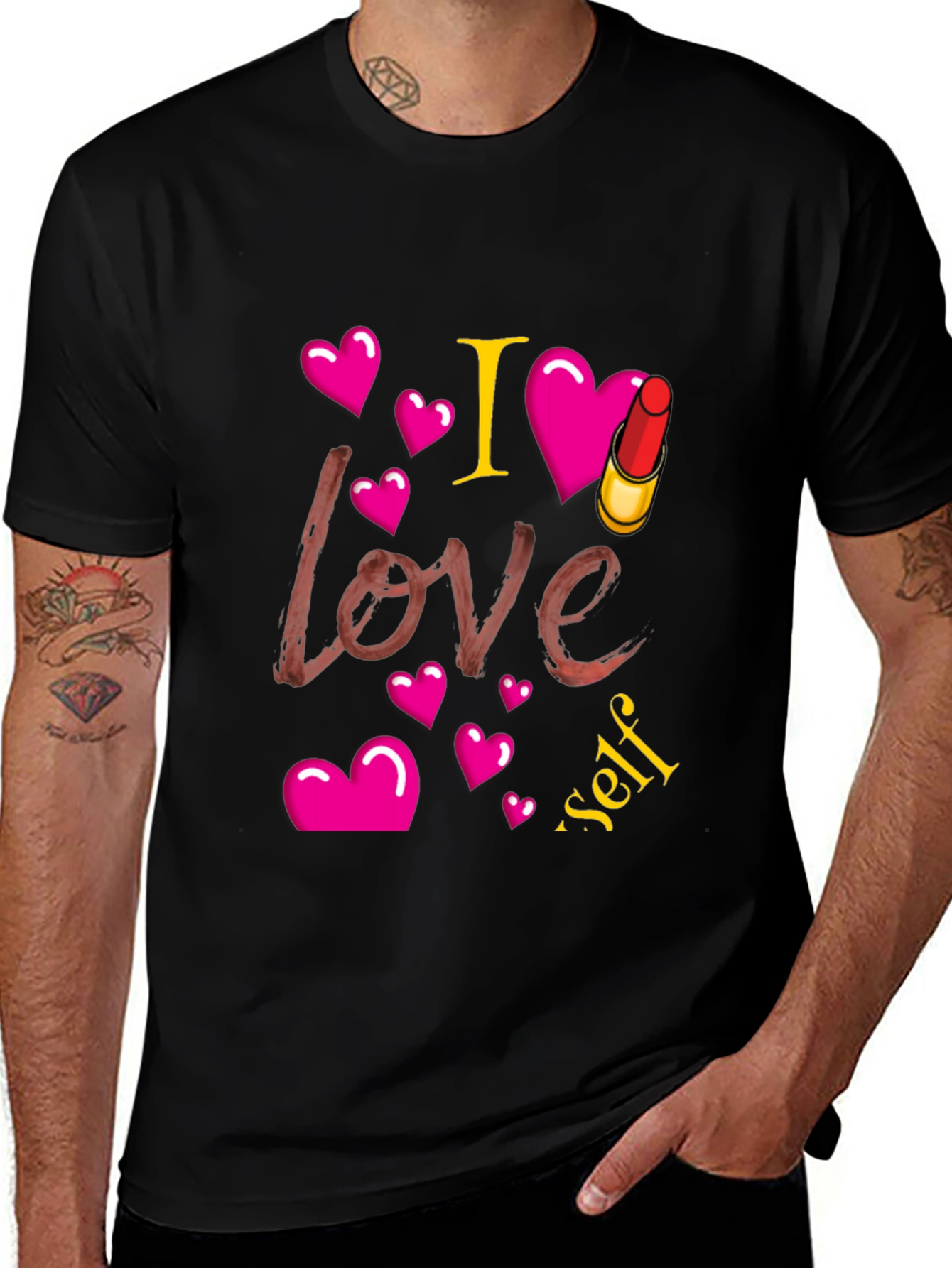 I Love Myself Lipstick Heart Tee