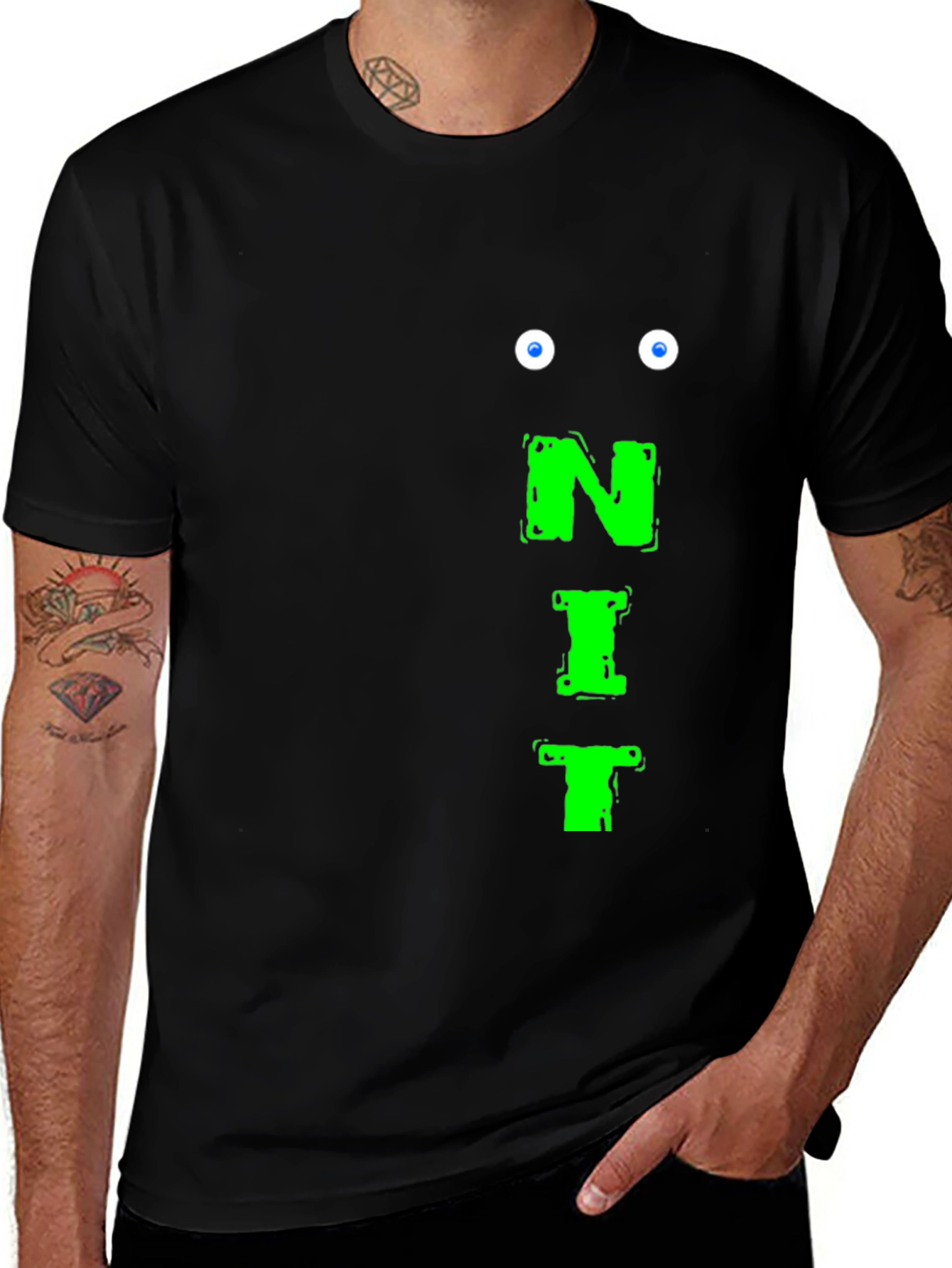 NIT Graphic Tee - Funky Eye Print Black T-Shirt