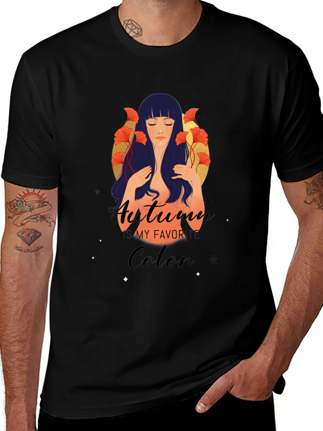 Variant 4 of Autumn Is My Favorite Colon T-Shirt - Unisex Black Tee