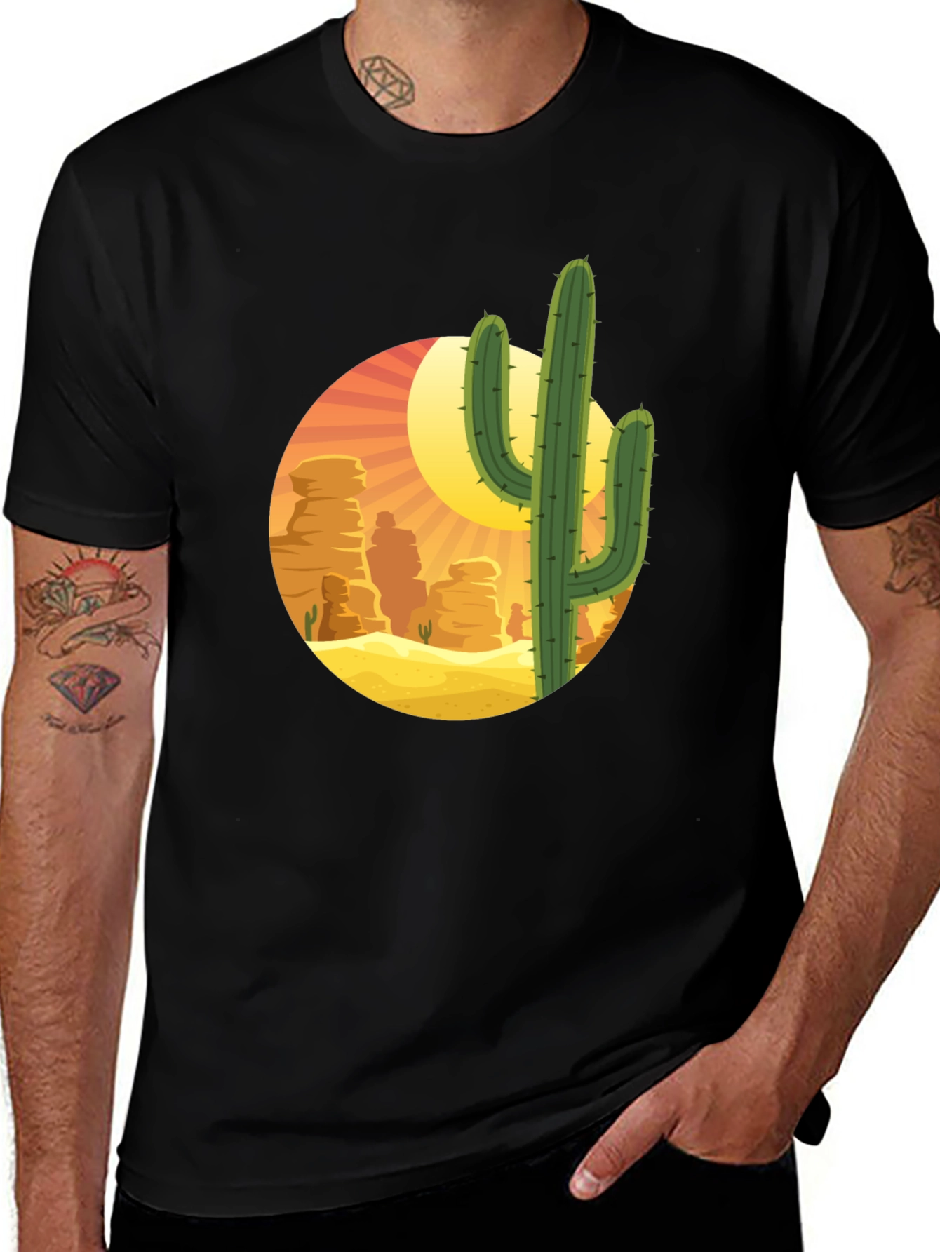Variant 30 of Desert Cactus Graphic T-Shirt - Black