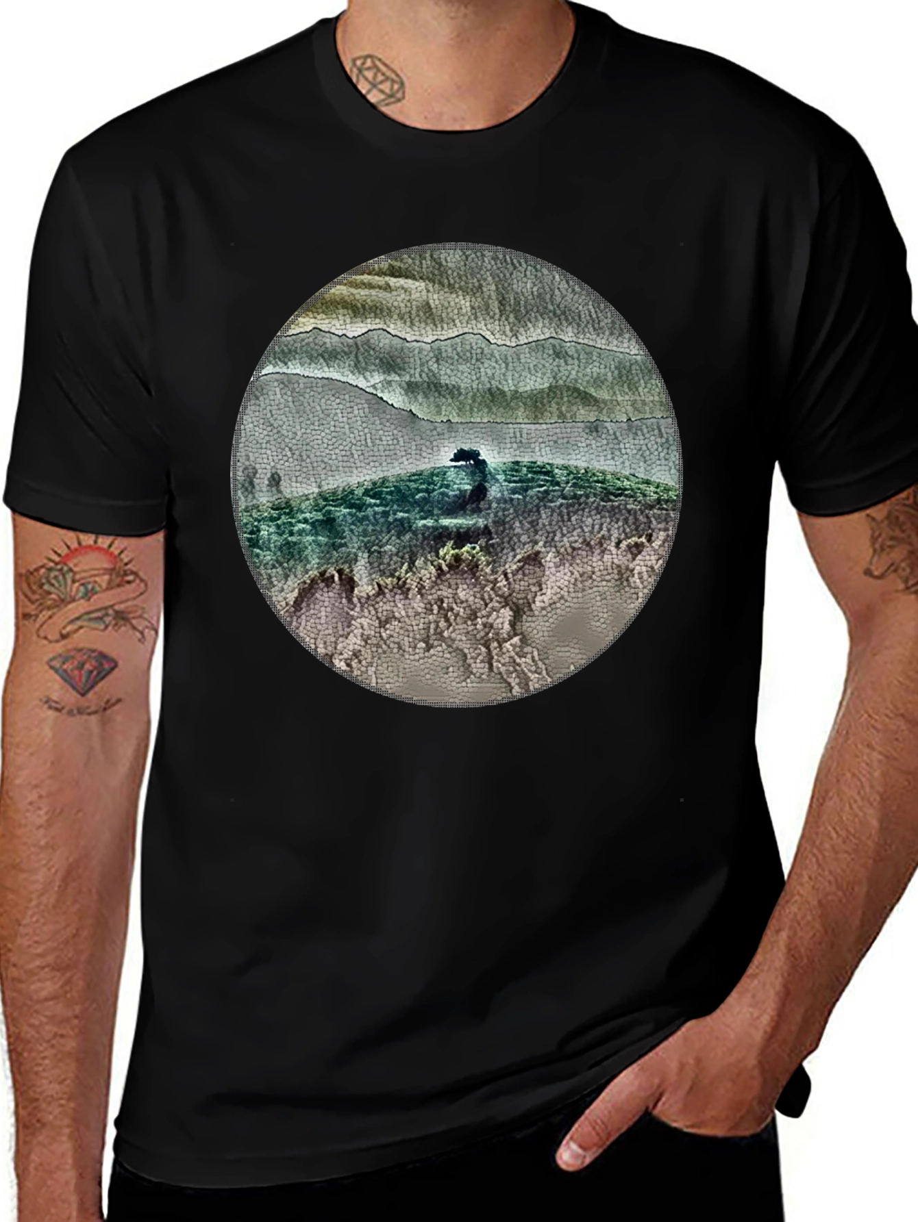 Variant 30 of Nature Landscape Graphic Tee - Black