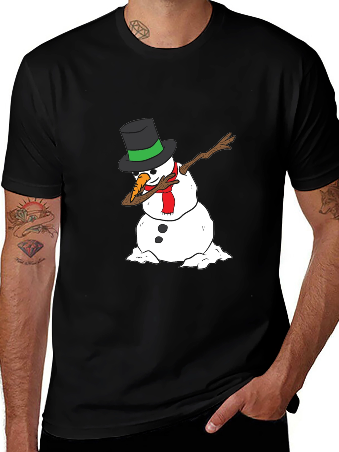Variant 11 of Dabbing Snowman Graphic Tee - Festive Winter Style