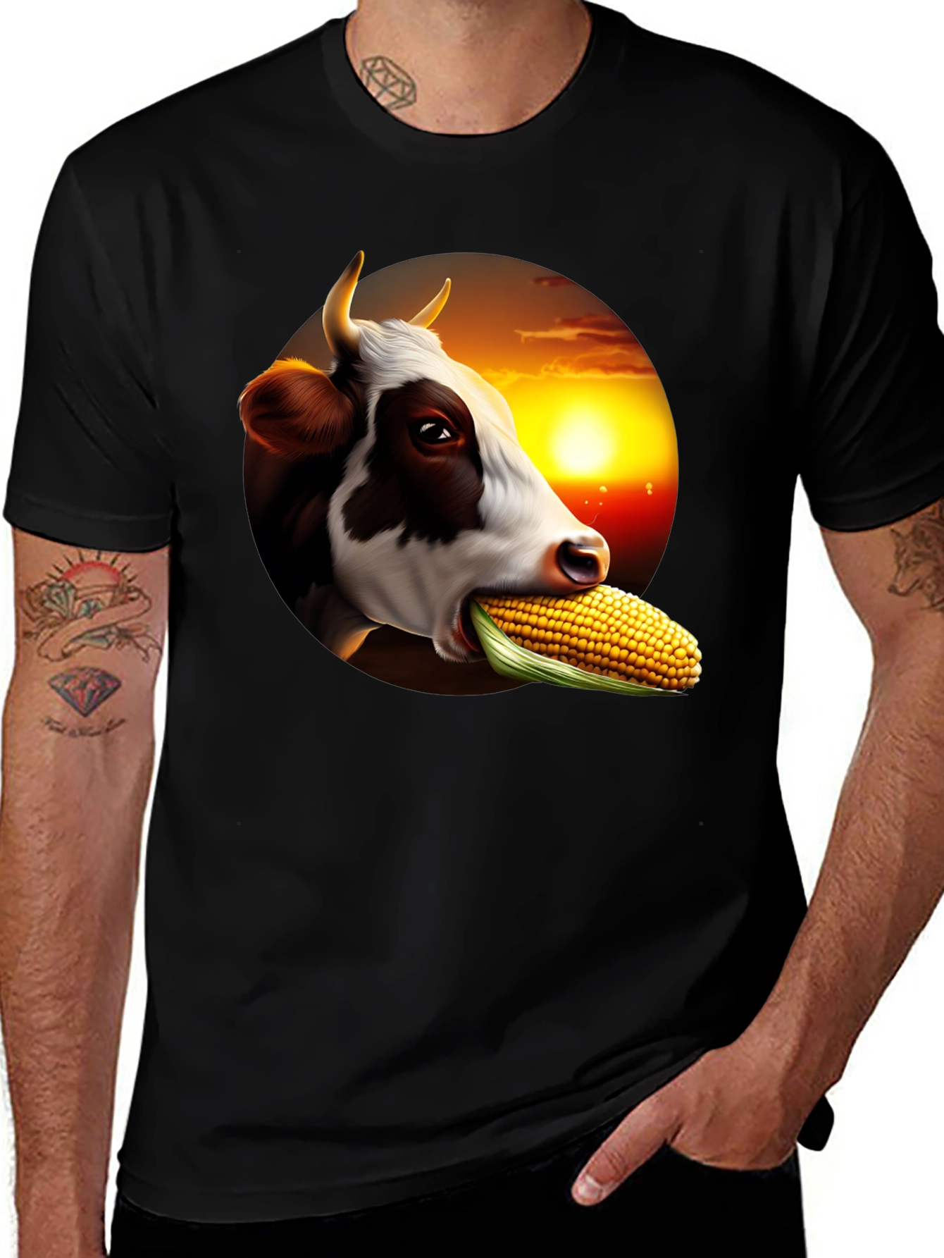Variant 27 of Cow Eating Corn T-Shirt - Unique Graphic Tee