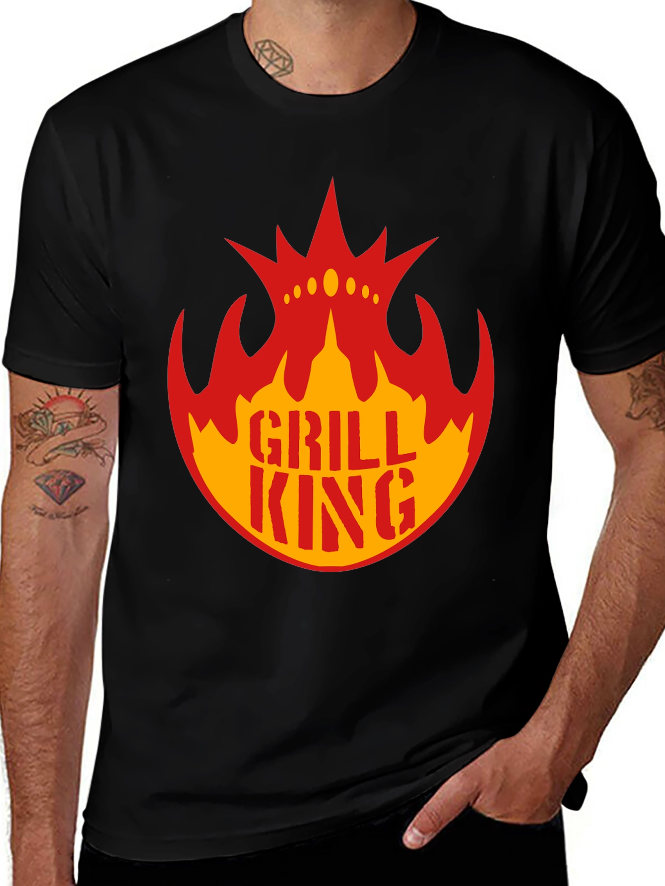 Variant 26 of Grill King Flame Graphic Black T-Shirt