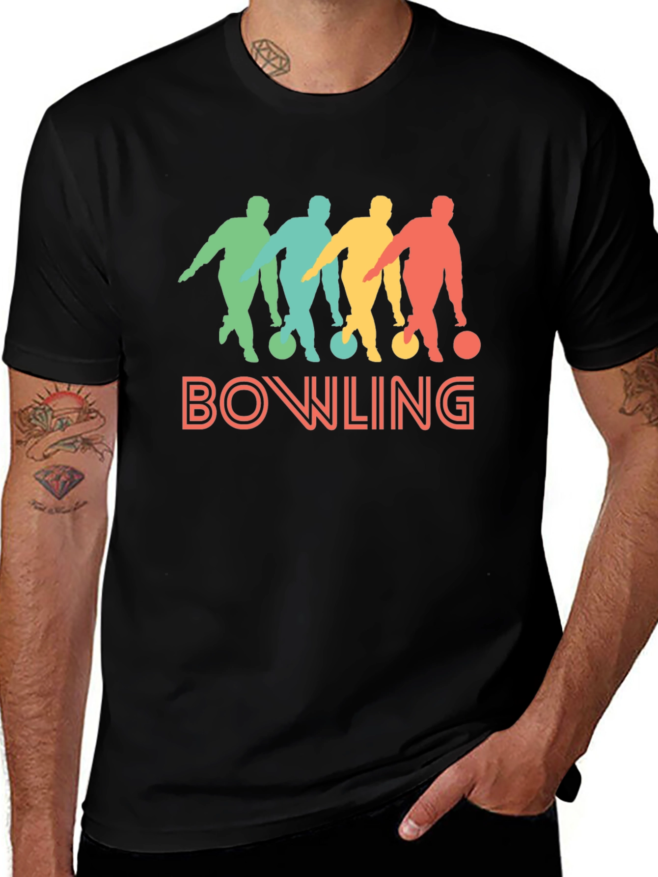 Variant 2 of Retro Bowling T-Shirt | Colorful Bowler Design