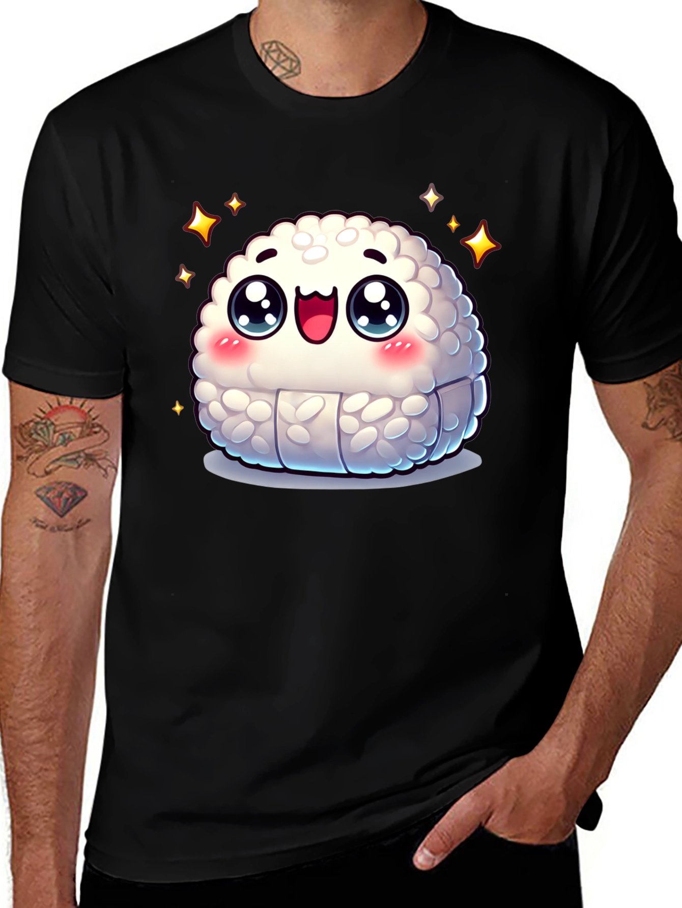 Variant 2 of Kawaii Sushi T-Shirt - Black Cotton Blend Tee