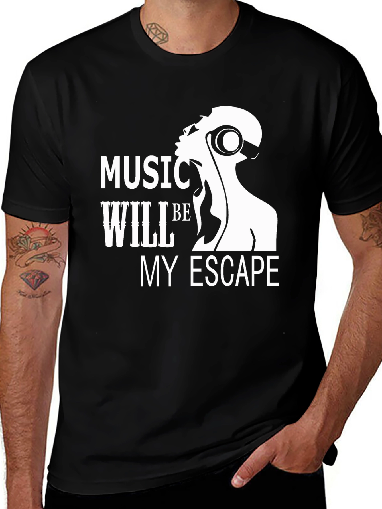 Variant 19 of Music My Escape Black Graphic Tee