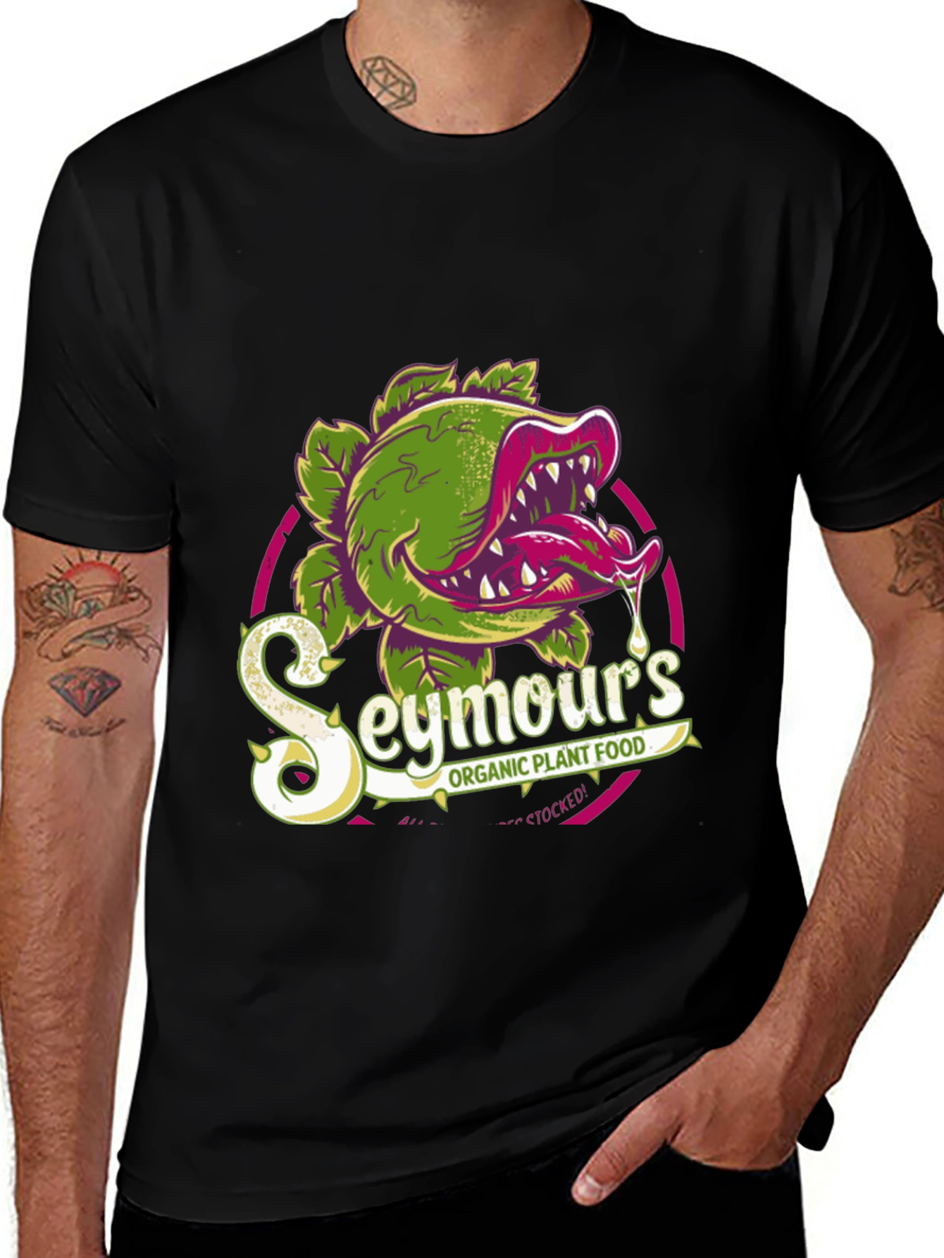 Black Seymour's Organic Plant Food T-Shirt main image