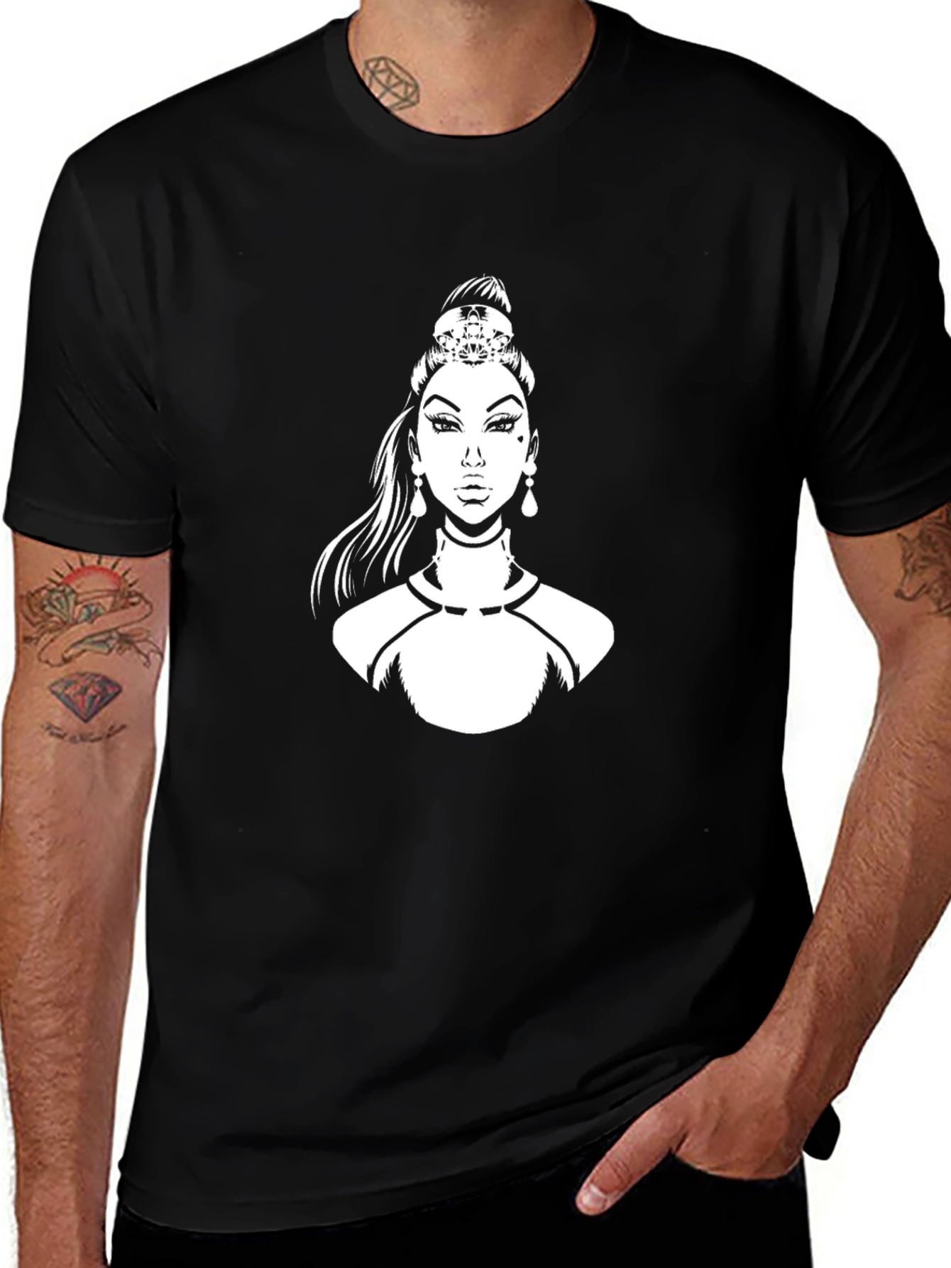 Variant 14 of Graphic Tee - Woman with Crown Black T-Shirt