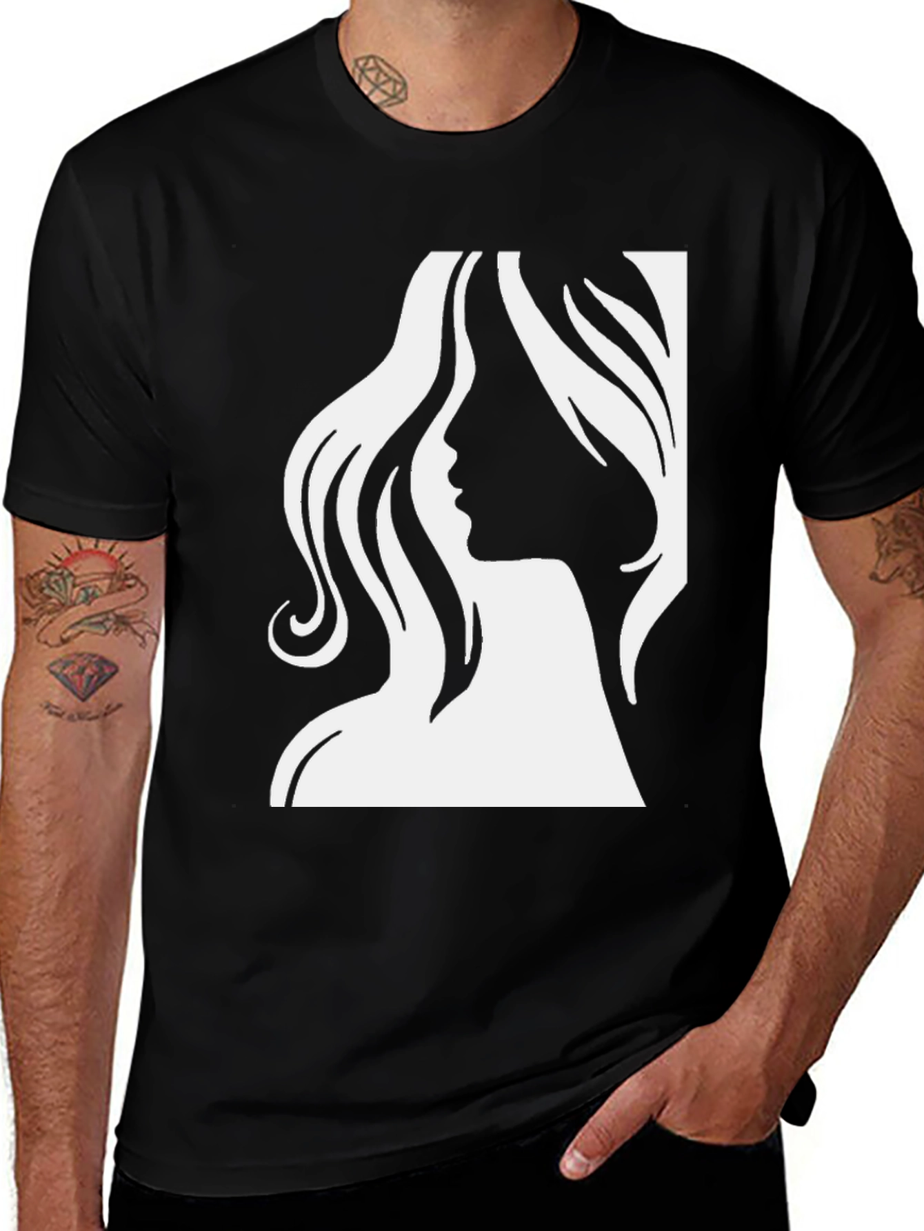 Variant 7 of Elegant Woman Silhouette Graphic Tee - Black