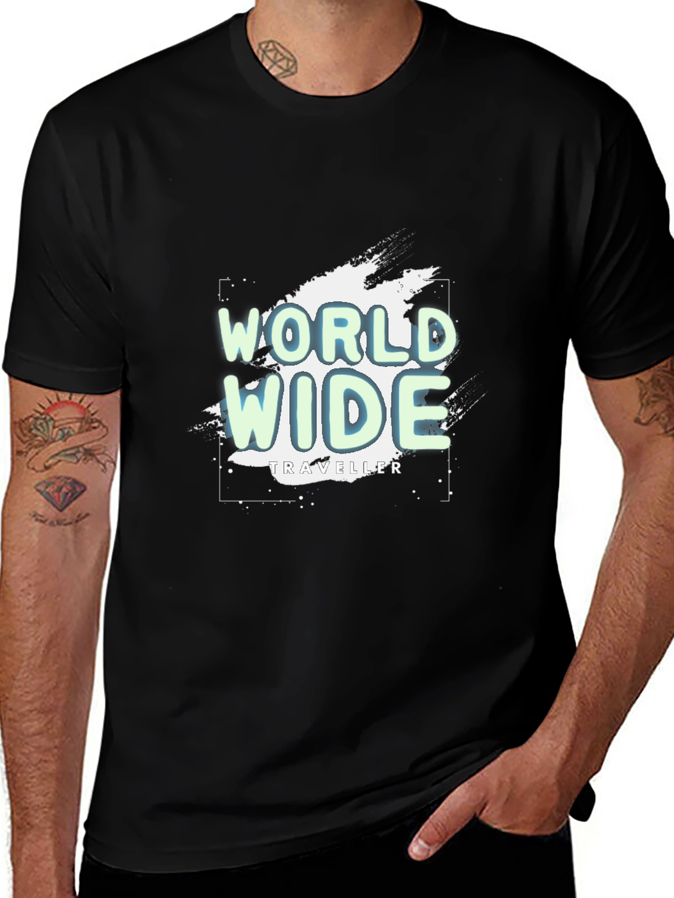 Variant 18 of World Wide Traveler Black Graphic T-Shirt