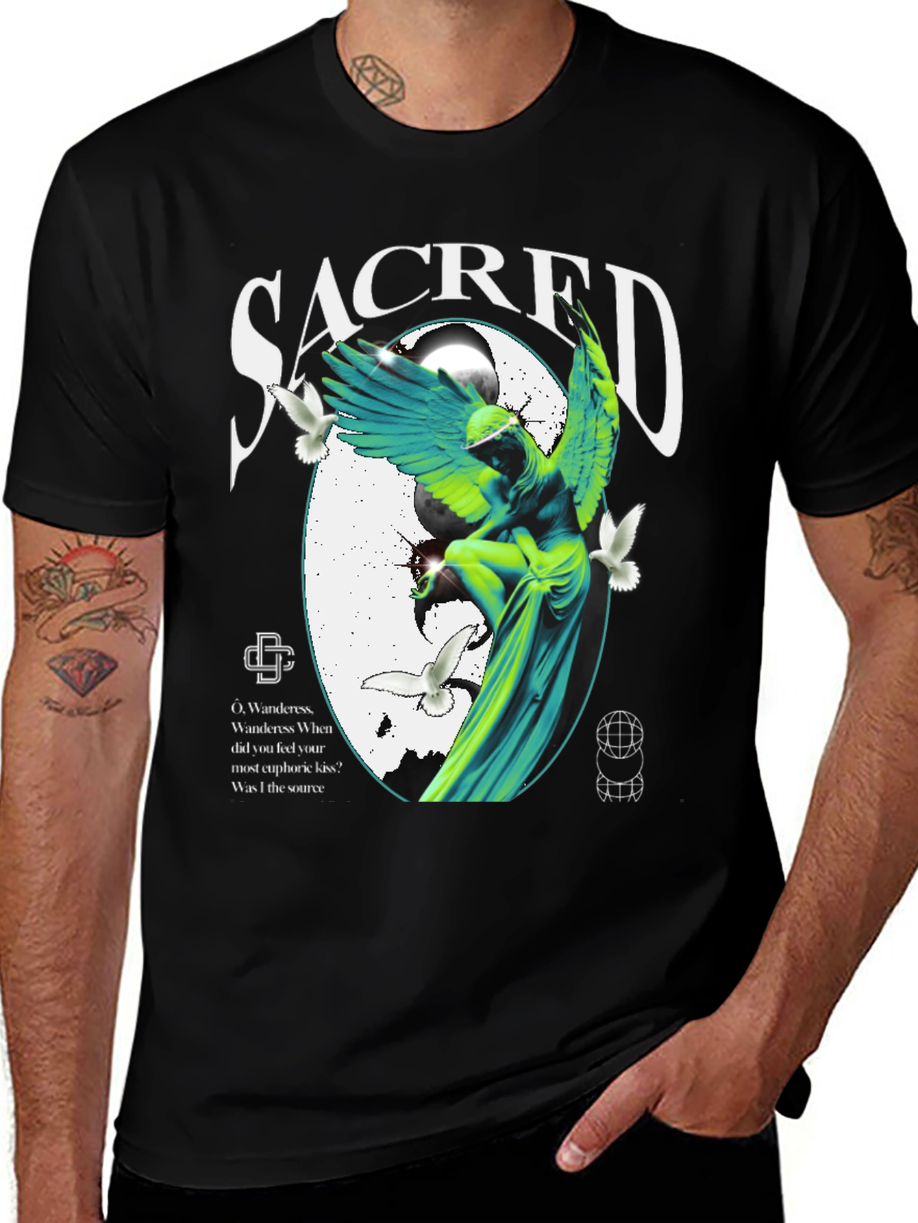 Variant 5 of Sacred Angel Graphic Black T-Shirt