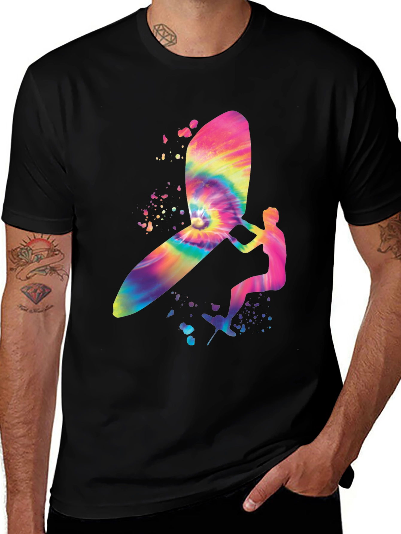 Variant 25 of Tie-Dye Windsurfer Graphic Black T-Shirt