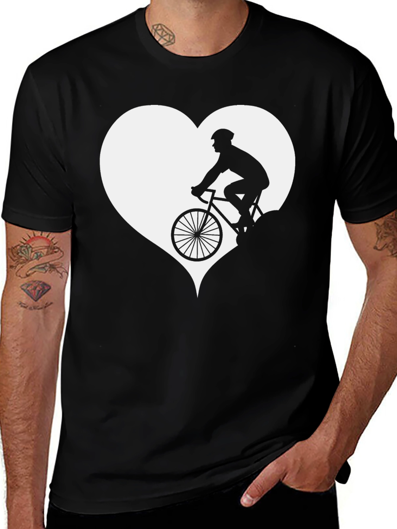 Variant 13 of Cycling Love T-Shirt: Black, Graphic Print