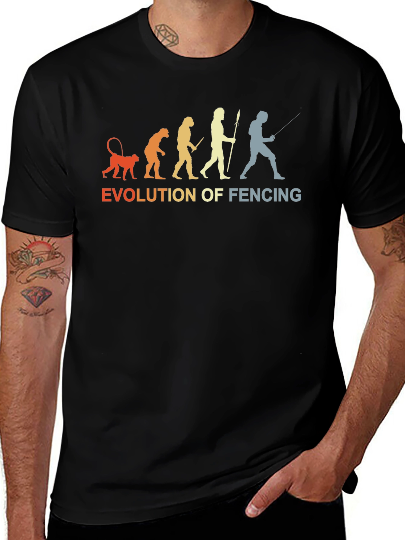 Variant 3 of Evolution of Fencing Graphic Tee - Black