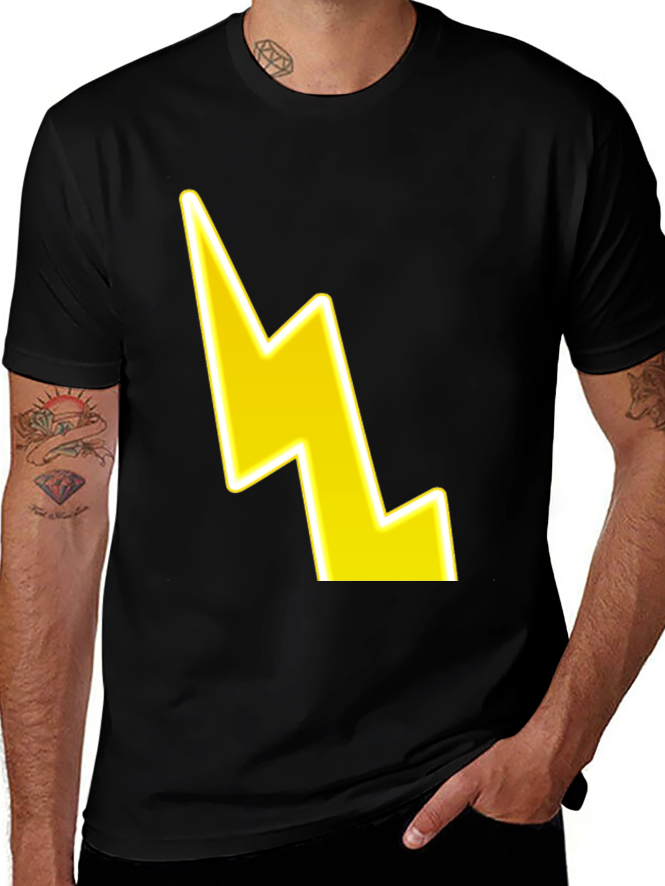 Variant 13 of Lightning Bolt Graphic Tee - Black Cotton Comfort
