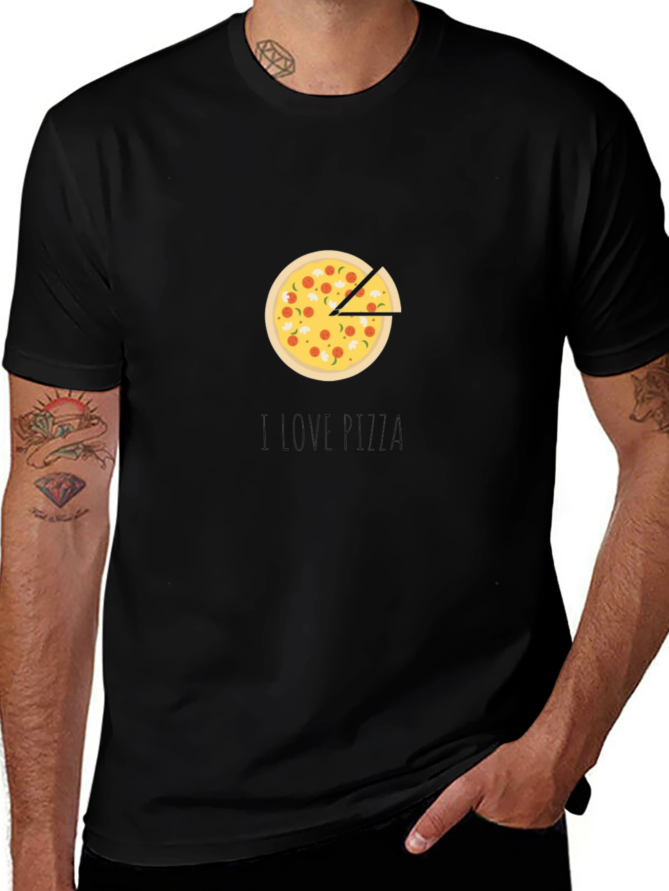 I Love Pizza Graphic Tee - Casual Black T-Shirt
