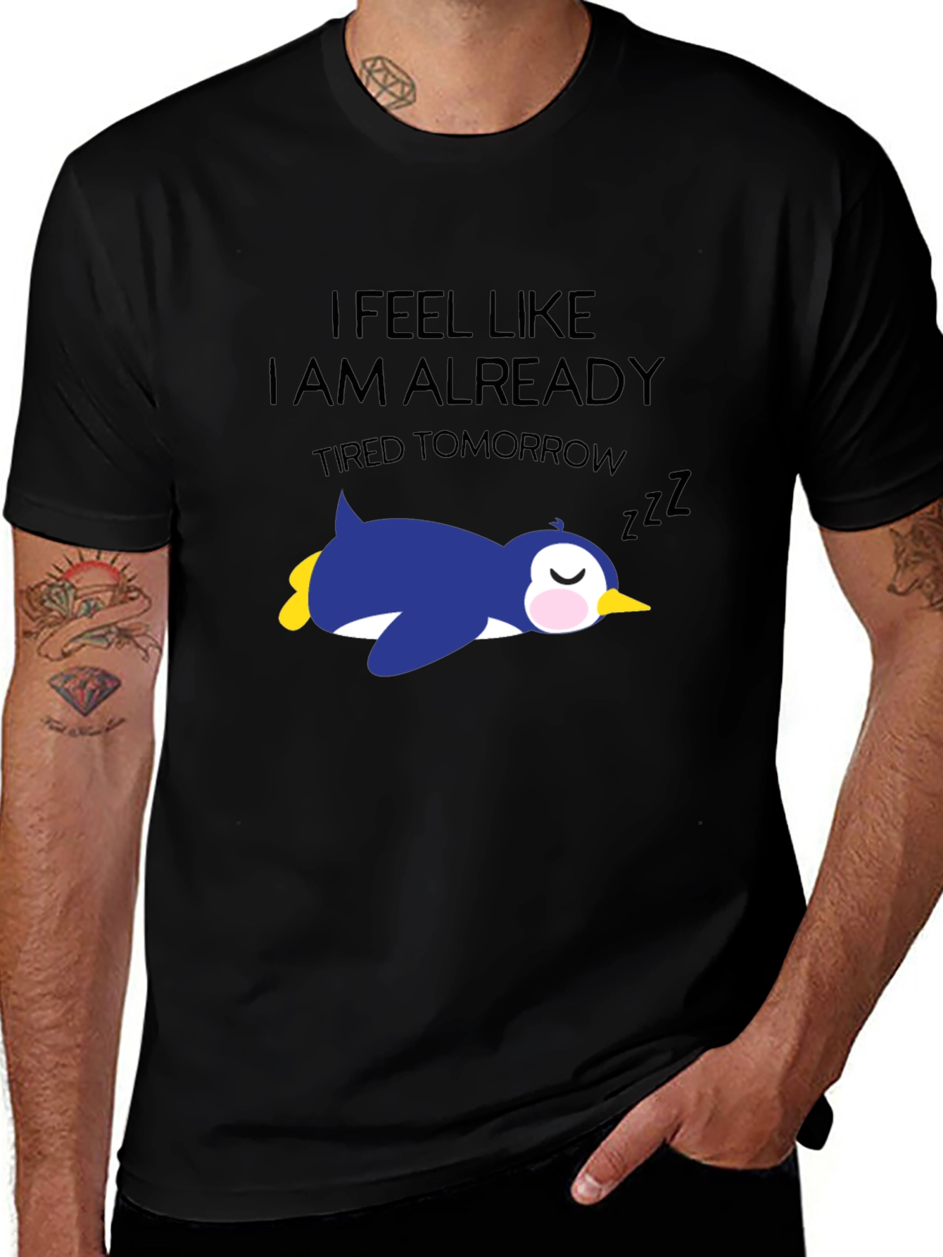 Variant 5 of Tired Tomorrow T-Shirt - Funny Penguin Sleep Tee