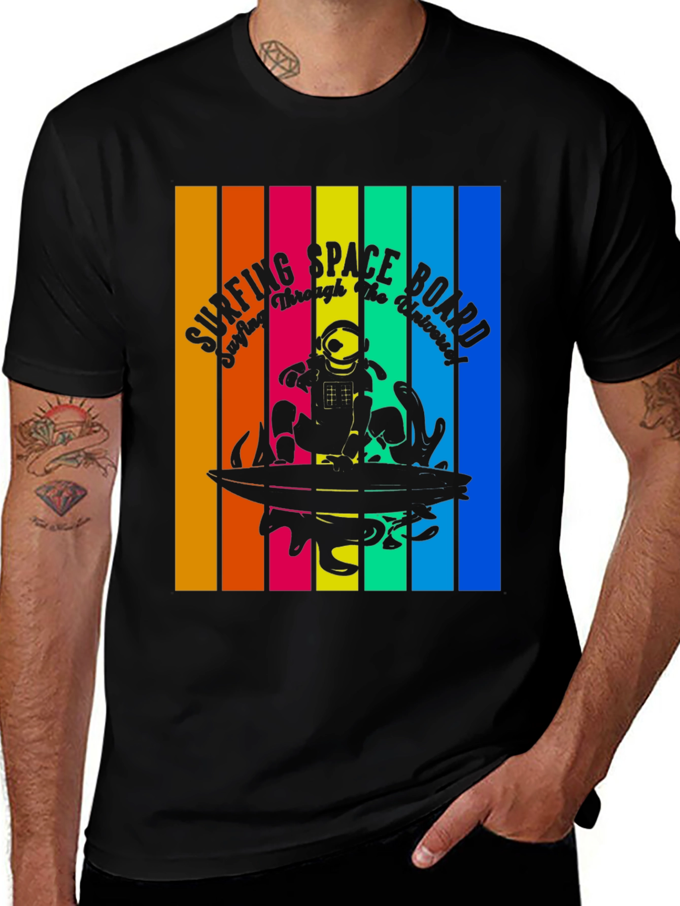 Variant 16 of Surfing Space Board T-Shirt - Universe Surfing Design