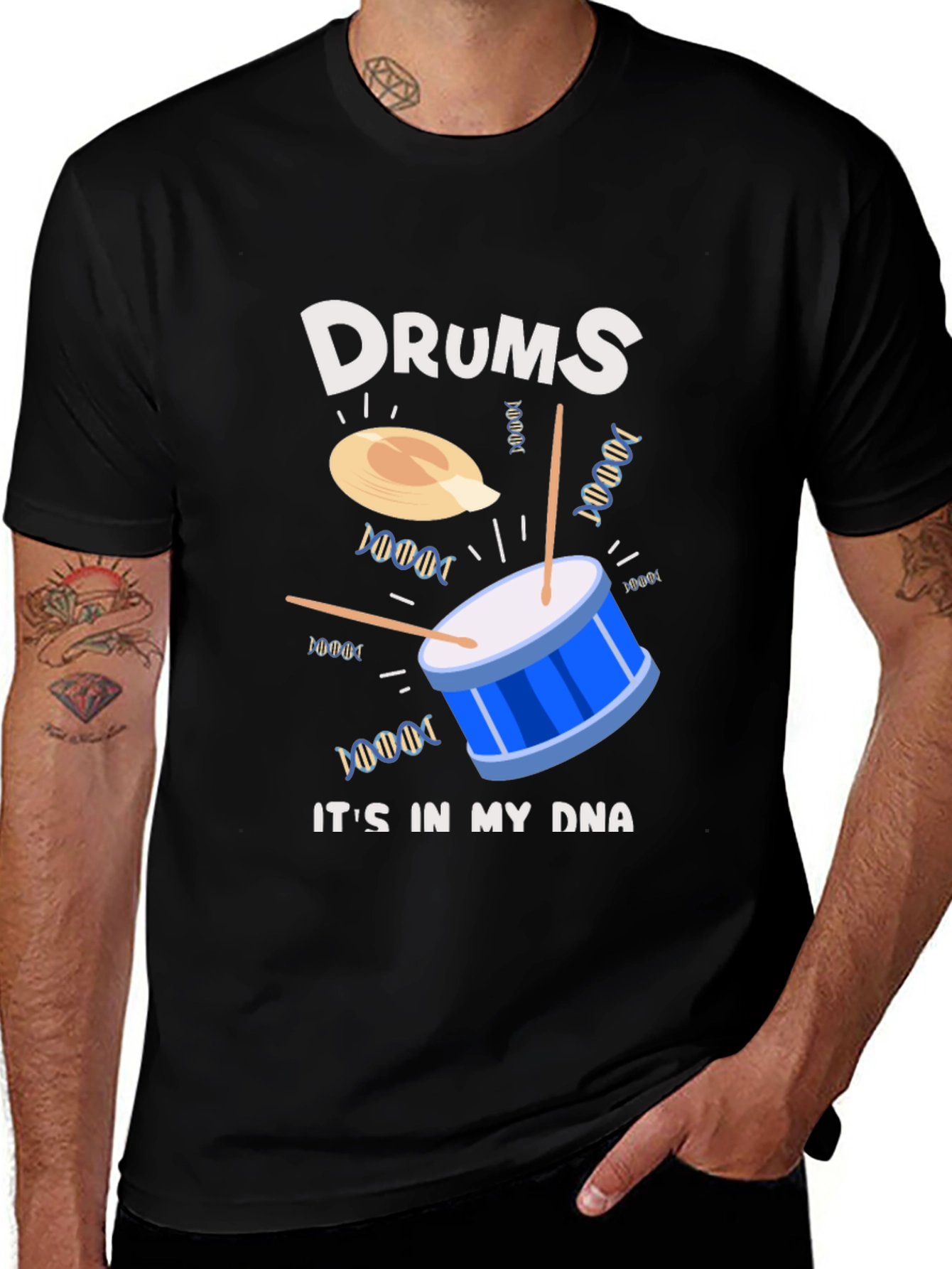 Variant 19 of Drums in My DNA Graphic T-Shirt - Black