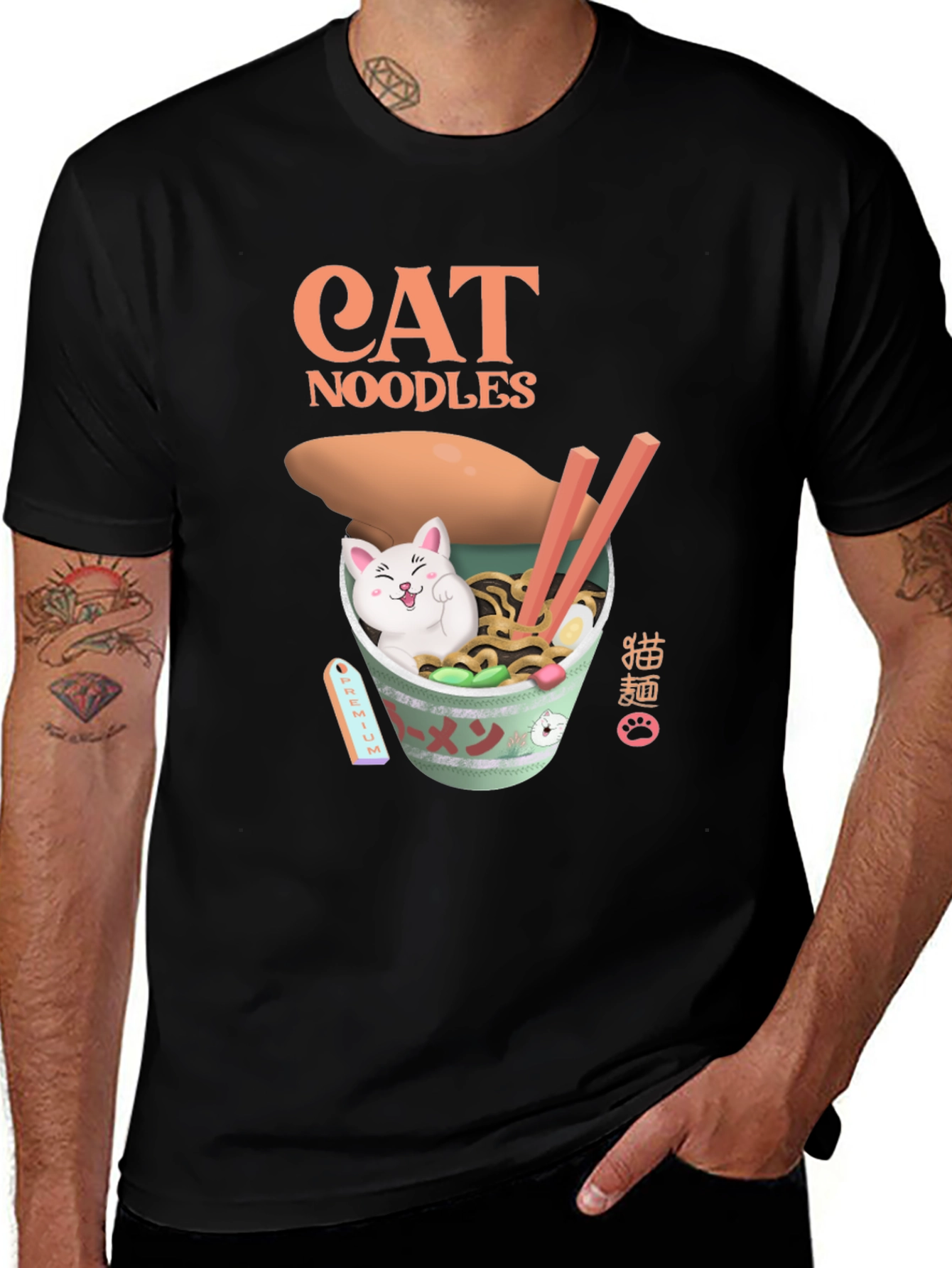 Variant 16 of Cat Noodles Graphic Tee - Ramen Lover Shirt