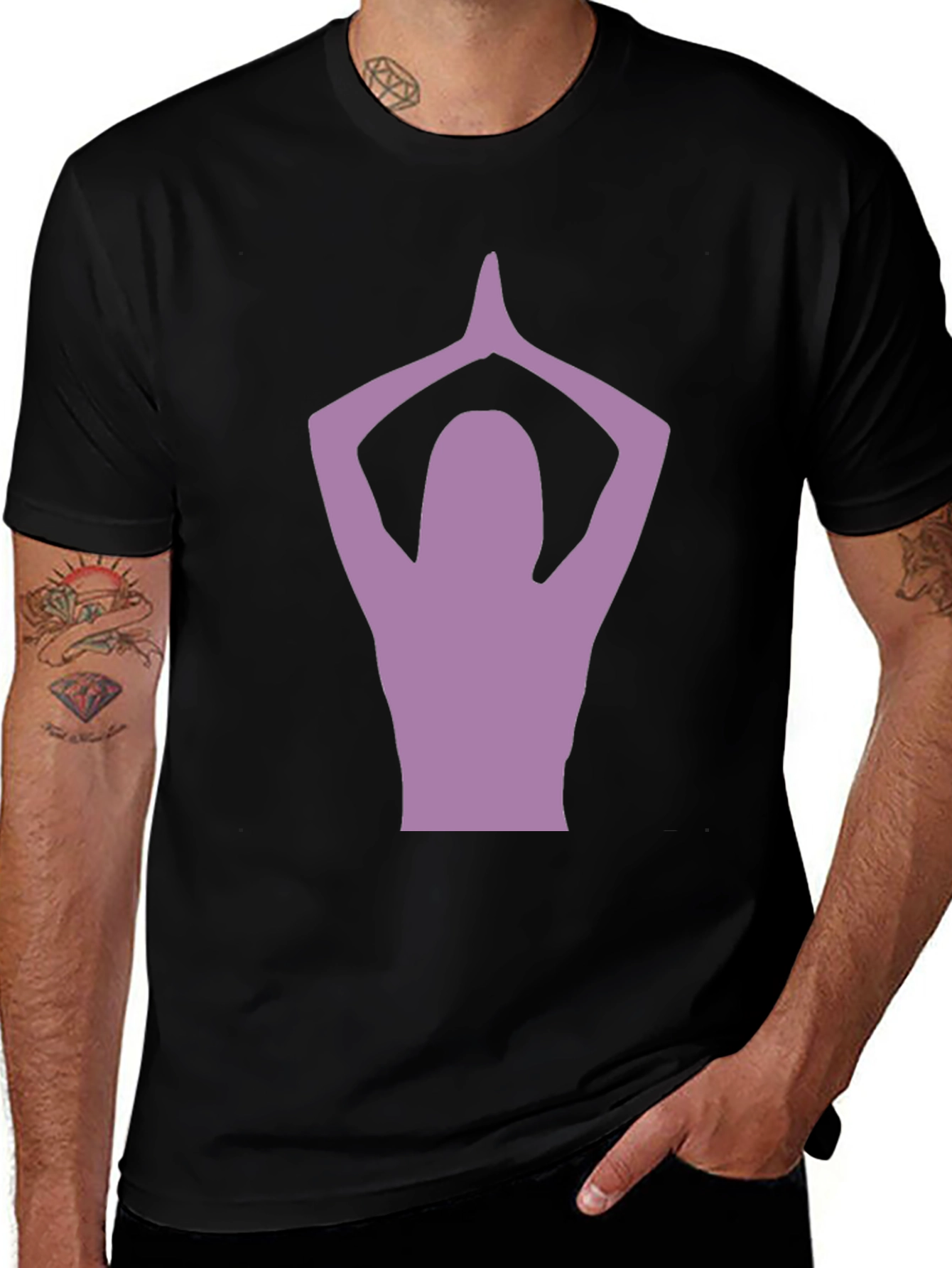Variant 19 of Yoga Pose Graphic T-Shirt - Black Cotton Tee