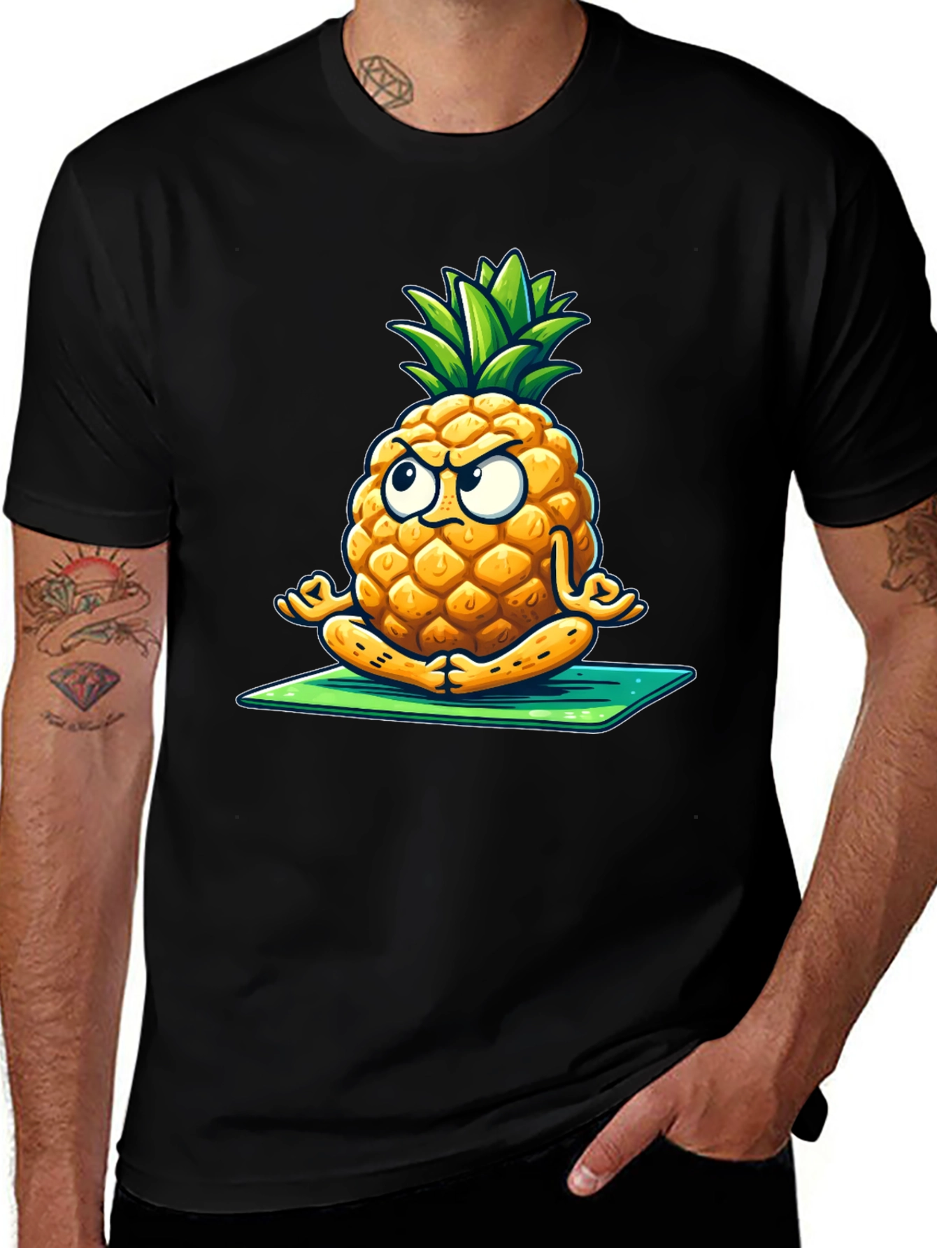 Variant 19 of Zen Pineapple T-Shirt - Meditating Fruit Tee