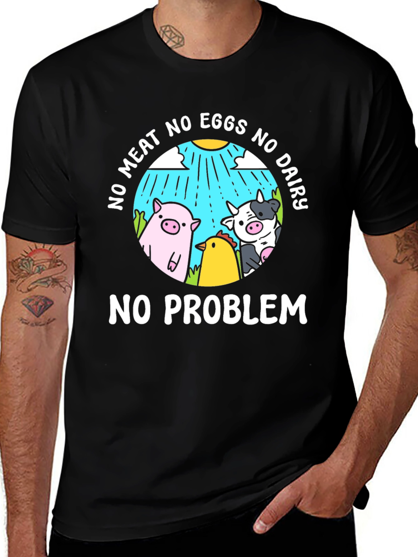 Variant 18 of Vegan T-Shirt - No Meat No Eggs No Dairy No Problem