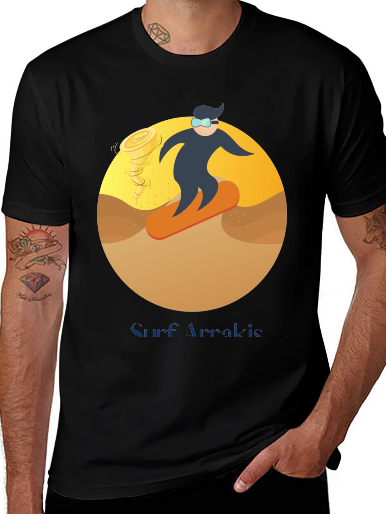 Surf Arrakis T-Shirt: Dune Sand Surfer Design