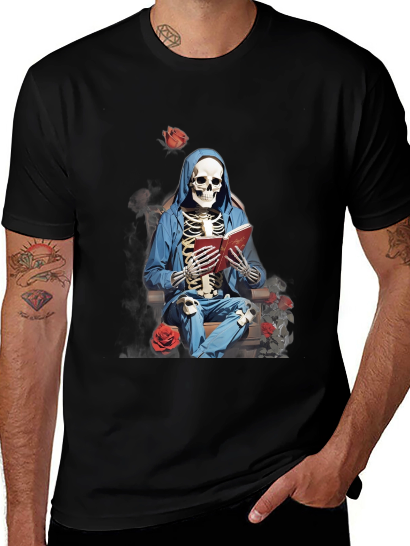 Variant 20 of Skeleton Reader Graphic Tee - Unique & Edgy Design