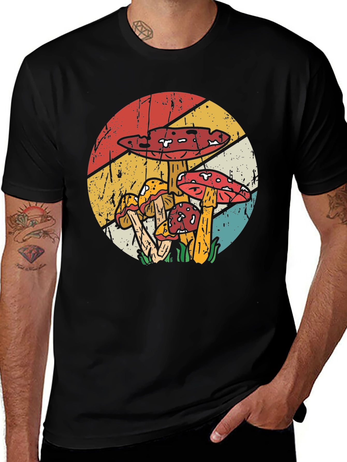Variant 8 of Retro Mushroom T-Shirt - Black