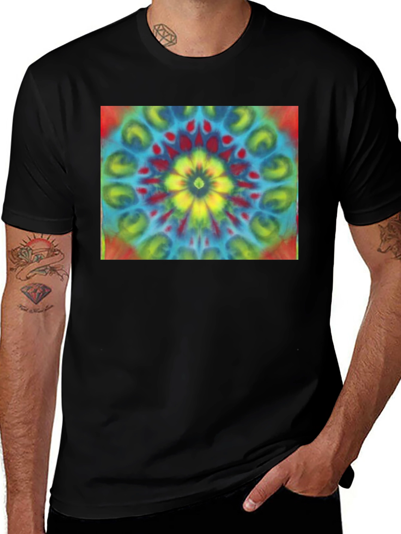 Variant 18 of Tie-Dye Mandala Graphic Tee - Retro Style