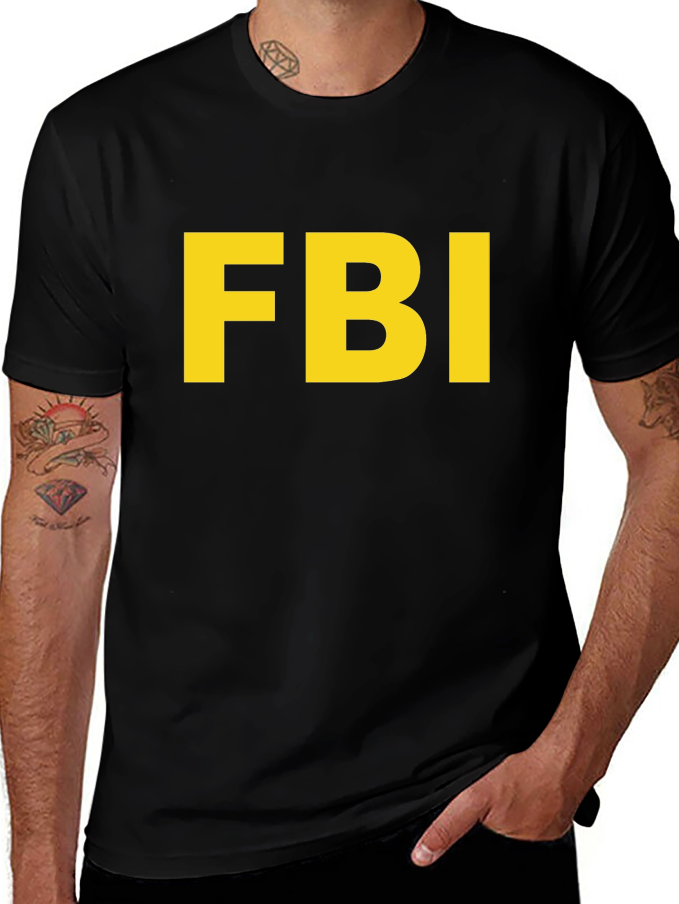 FBI Black T-Shirt - Bold Yellow Print