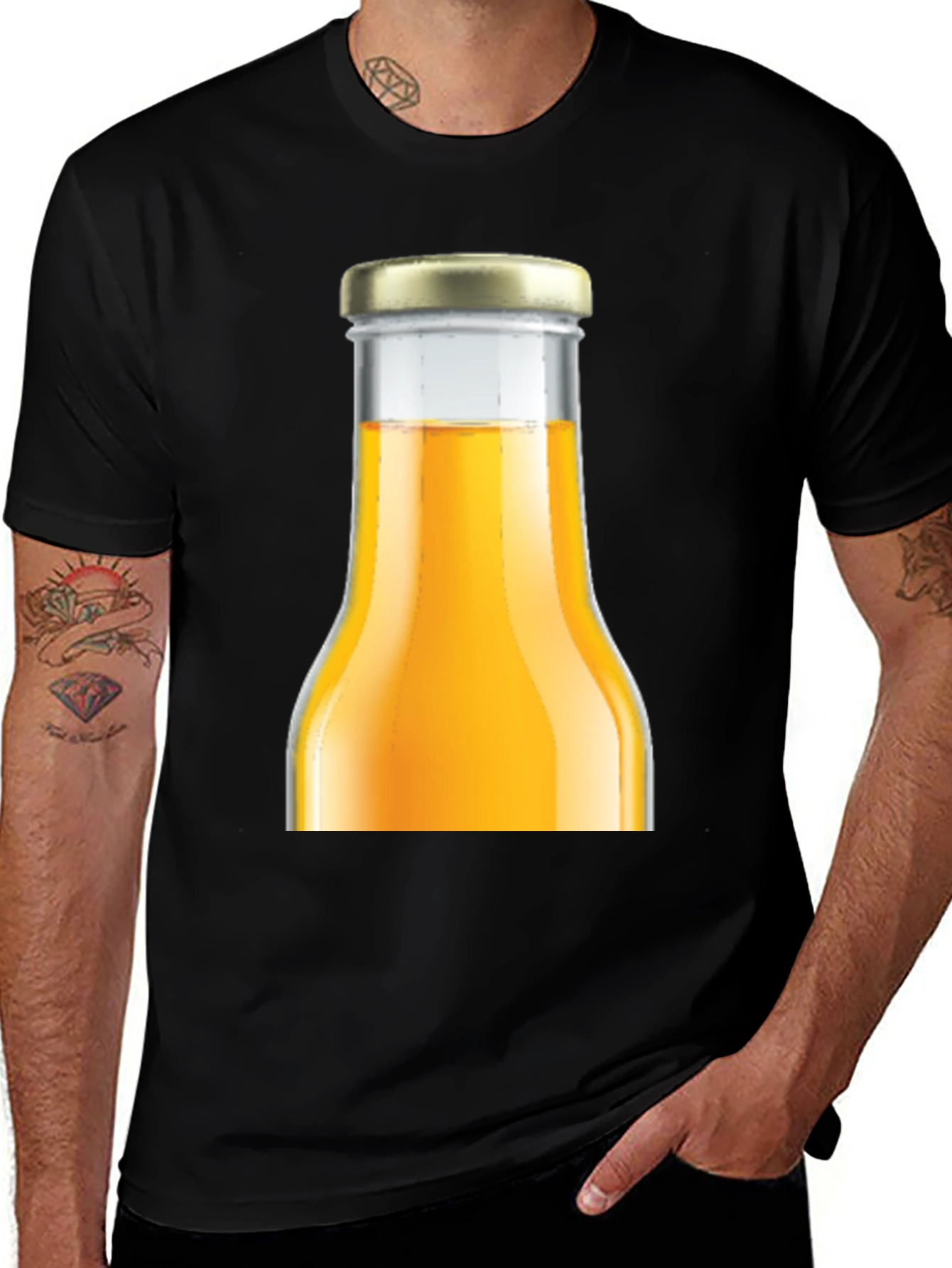 Variant 30 of Juice Bottle Graphic Tee - Black Cotton Blend