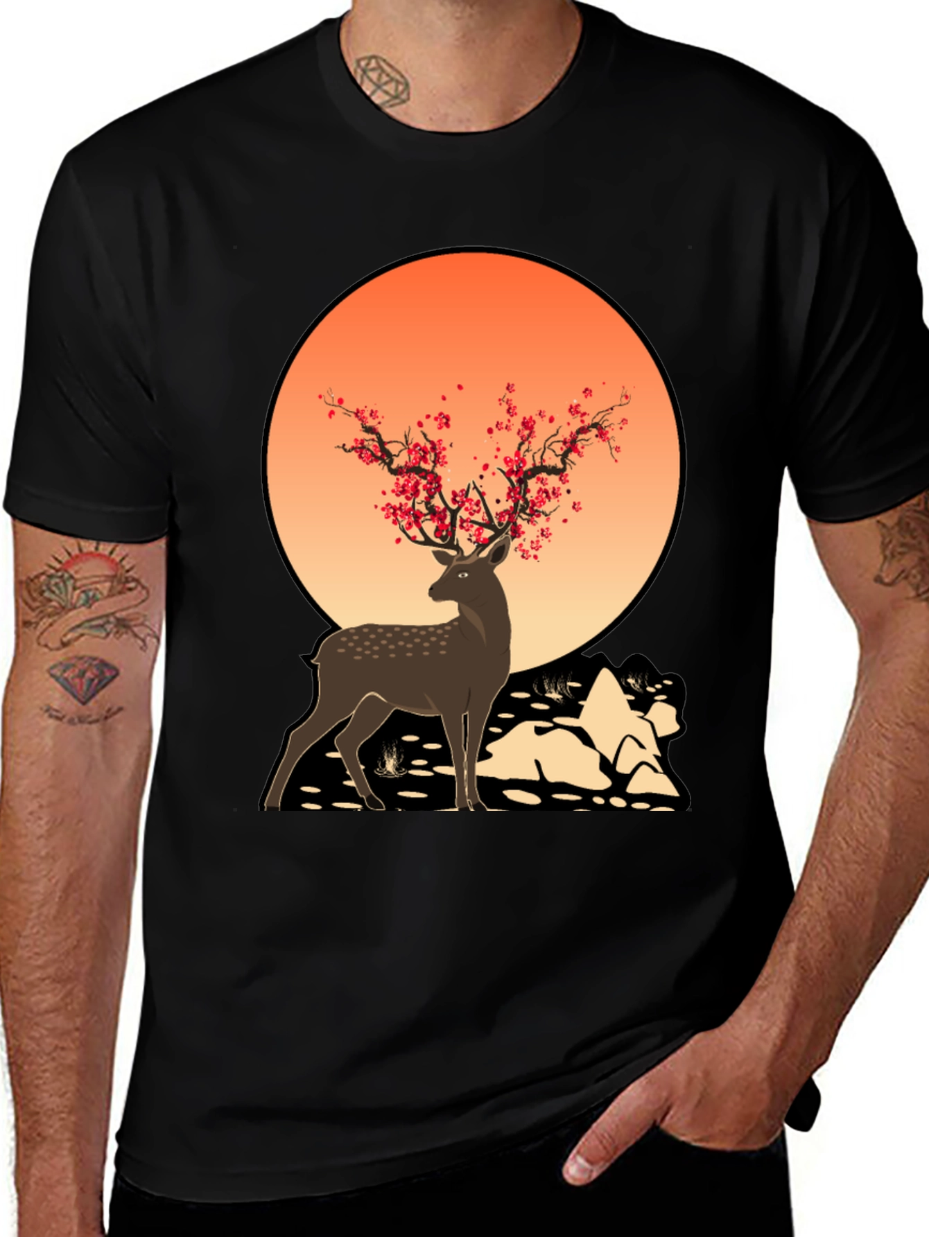 Variant 26 of Deer and Blossom T-Shirt