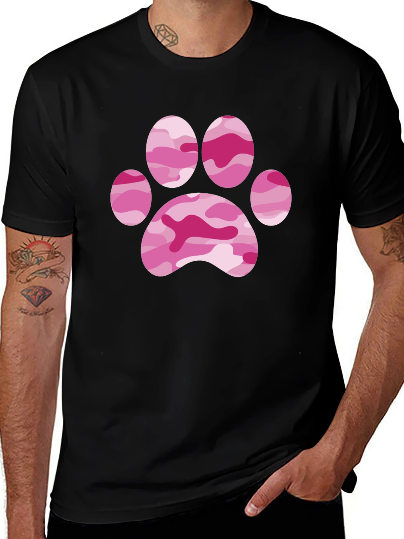 Variant 23 of Pink Camo Paw Print Tee