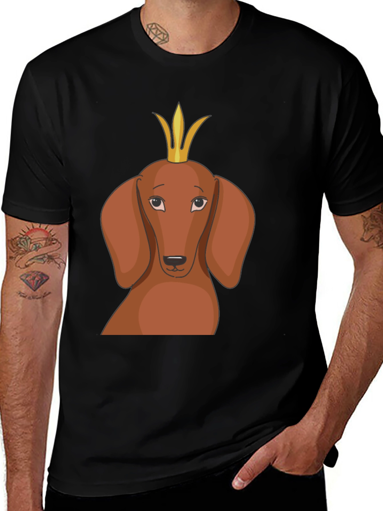 Variant 30 of Dachshund King Graphic Tee - Black
