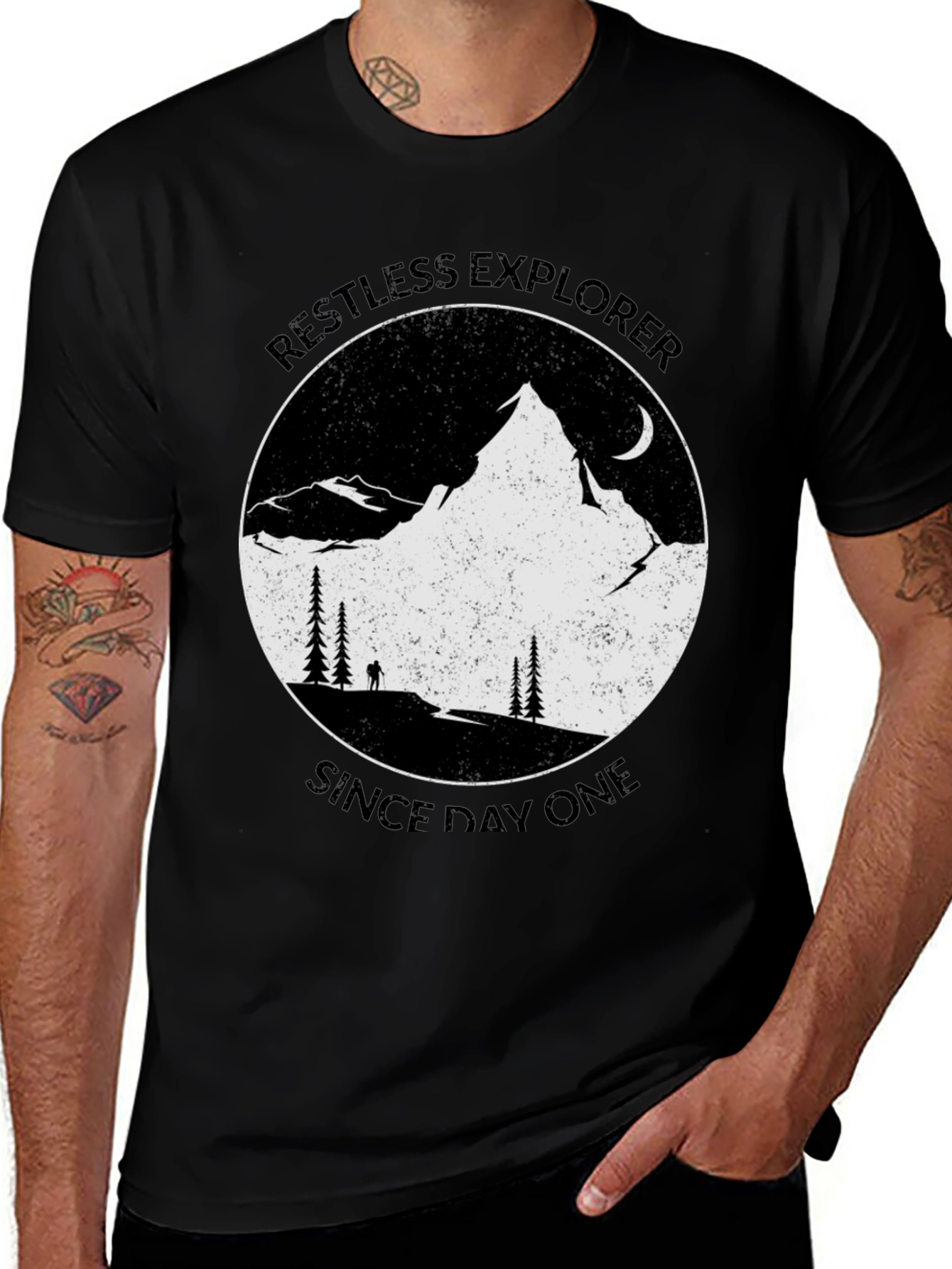 Black Restless Explorer Graphic Tee - Adventure Awaits! main image
