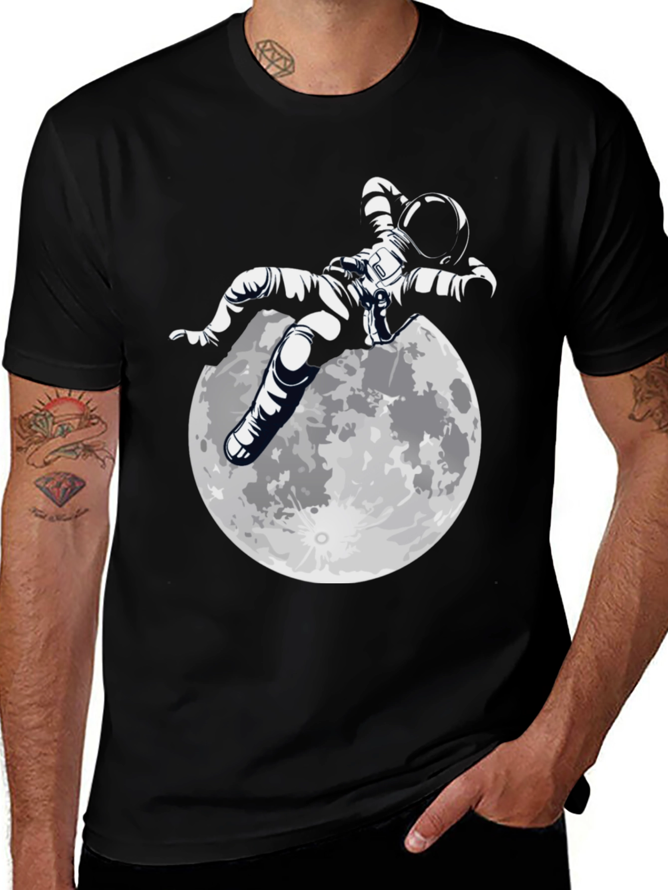 Variant 9 of Astronaut on Moon Graphic T-Shirt - Relaxed Space Vibes
