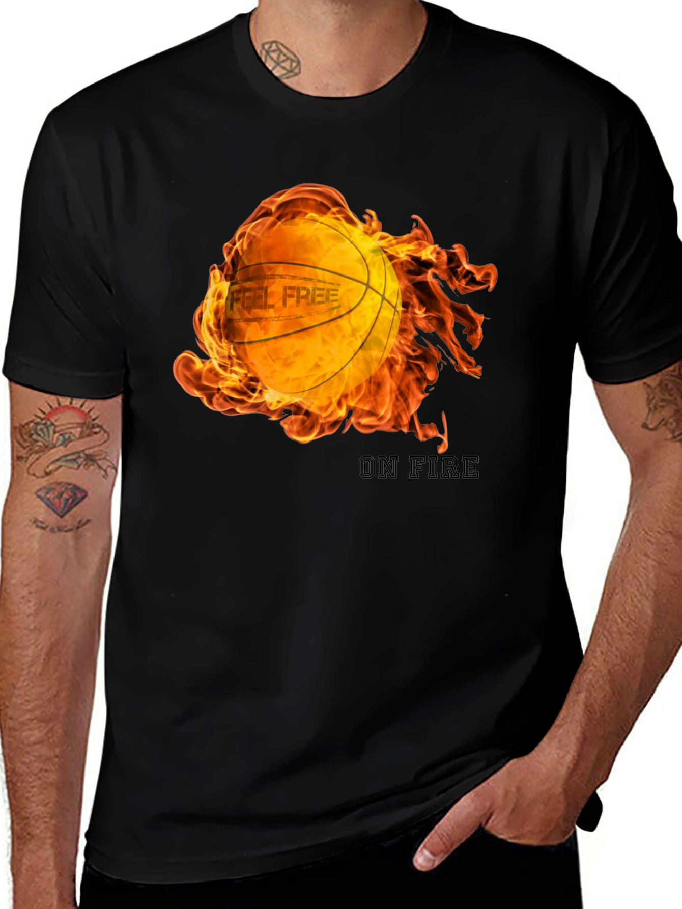 Variant 17 of Feel Free On Fire Basketball Graphic T-Shirt
