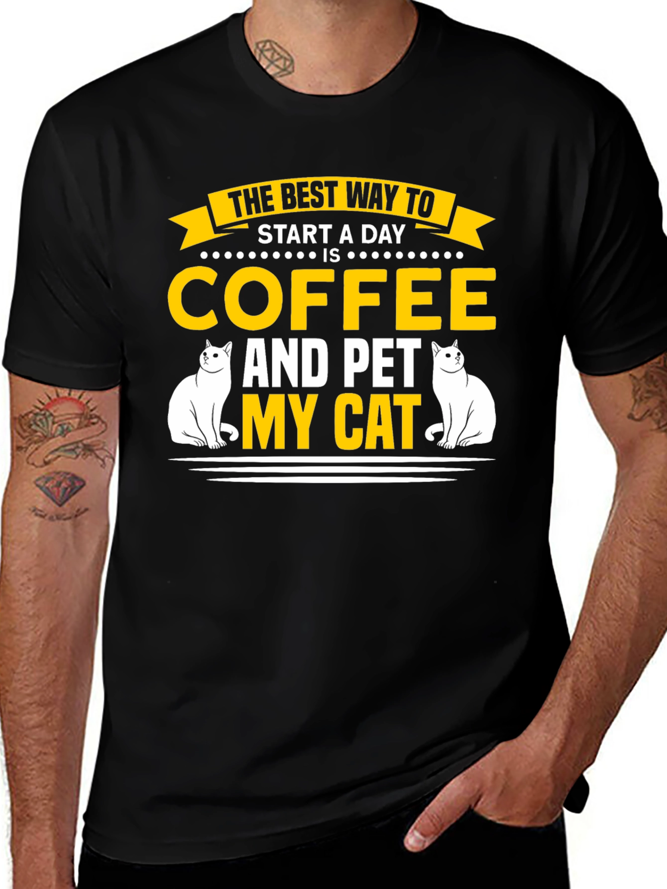 Variant 4 of Coffee and Pet My Cat T-Shirt