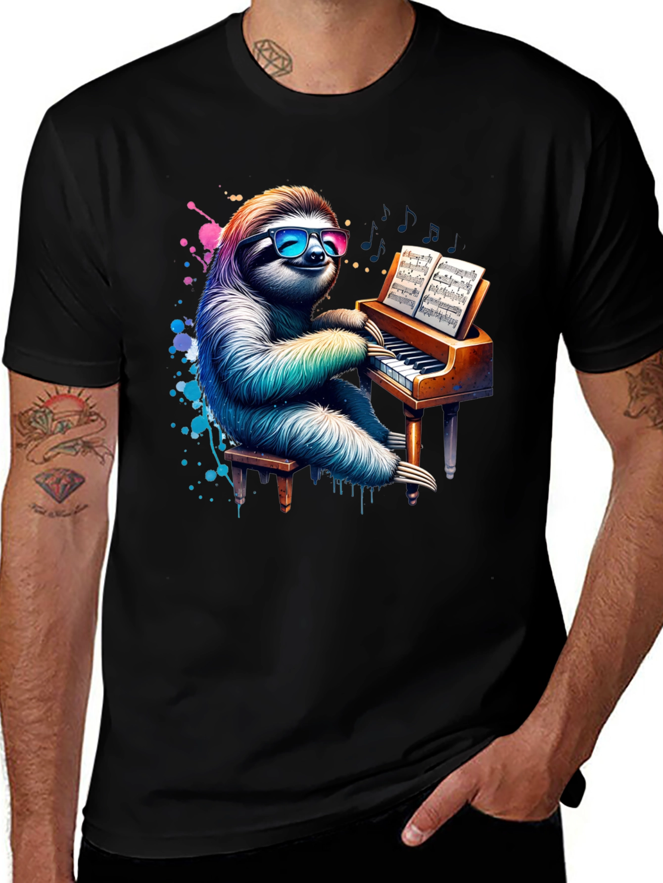 Variant 5 of Sloth Pianist Graphic T-Shirt - Cool & Unique Design