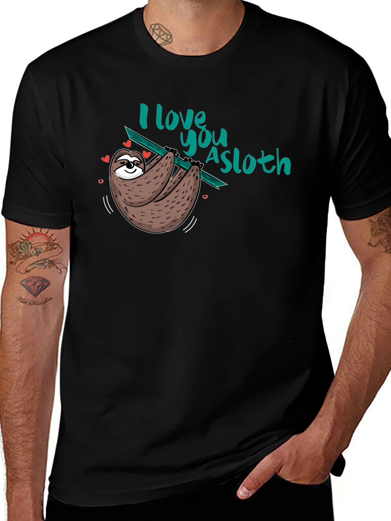 Variant 27 of I love you a sloth Black T-Shirt