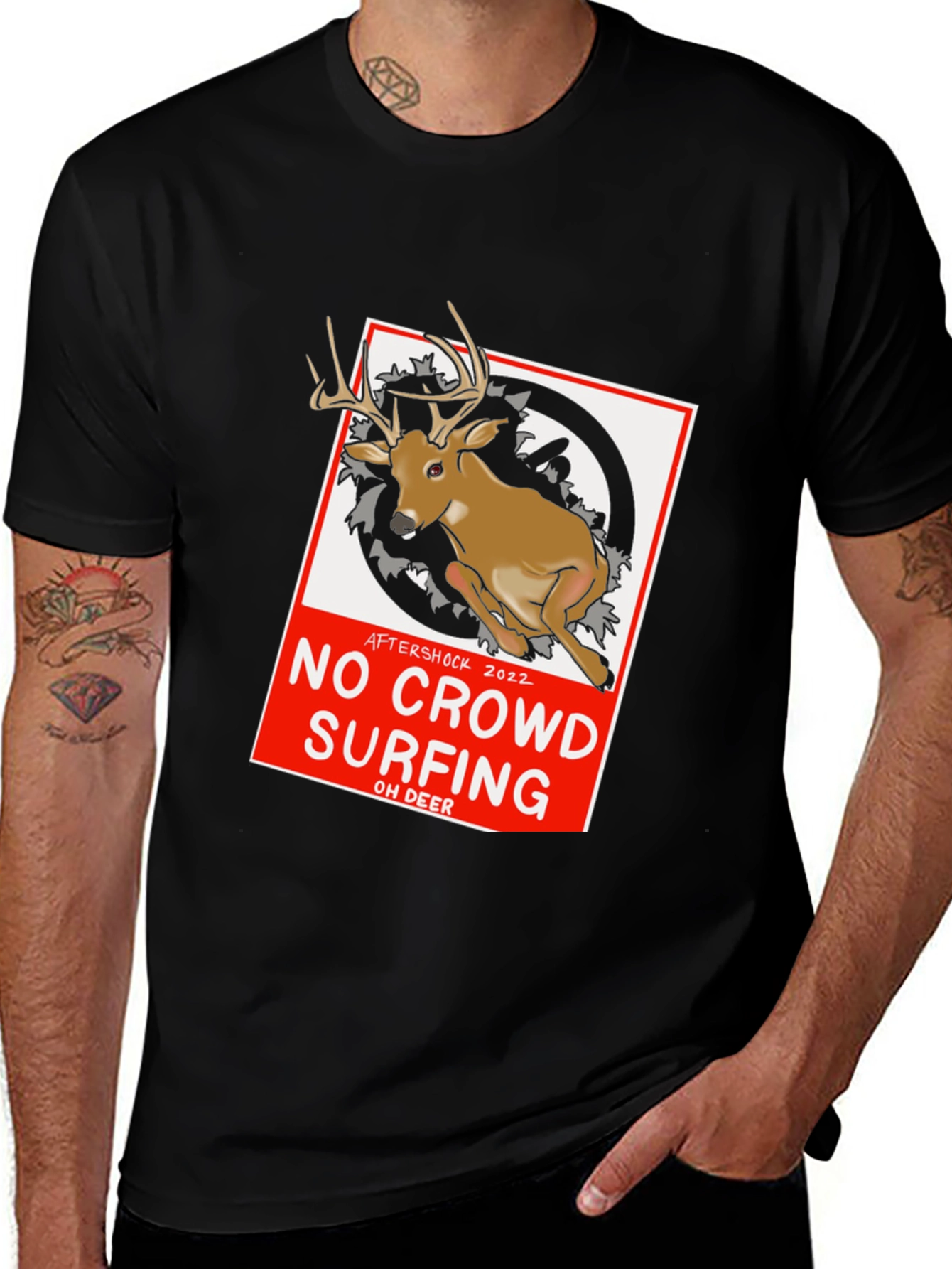 Variant 18 of No Crowd Surfing Deer Graphic T-Shirt