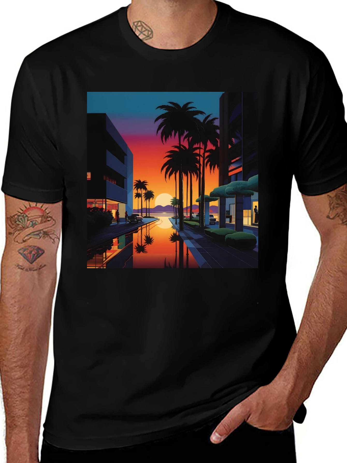 Variant 23 of Retro Sunset Palm Tree Graphic T-Shirt