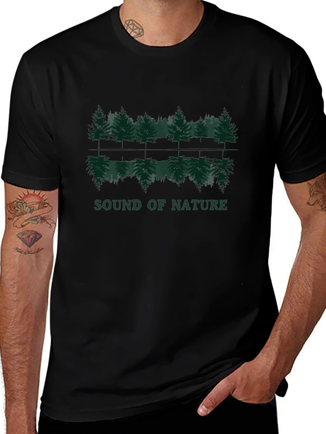 Sound of Nature Graphic Print T-Shirt - Black