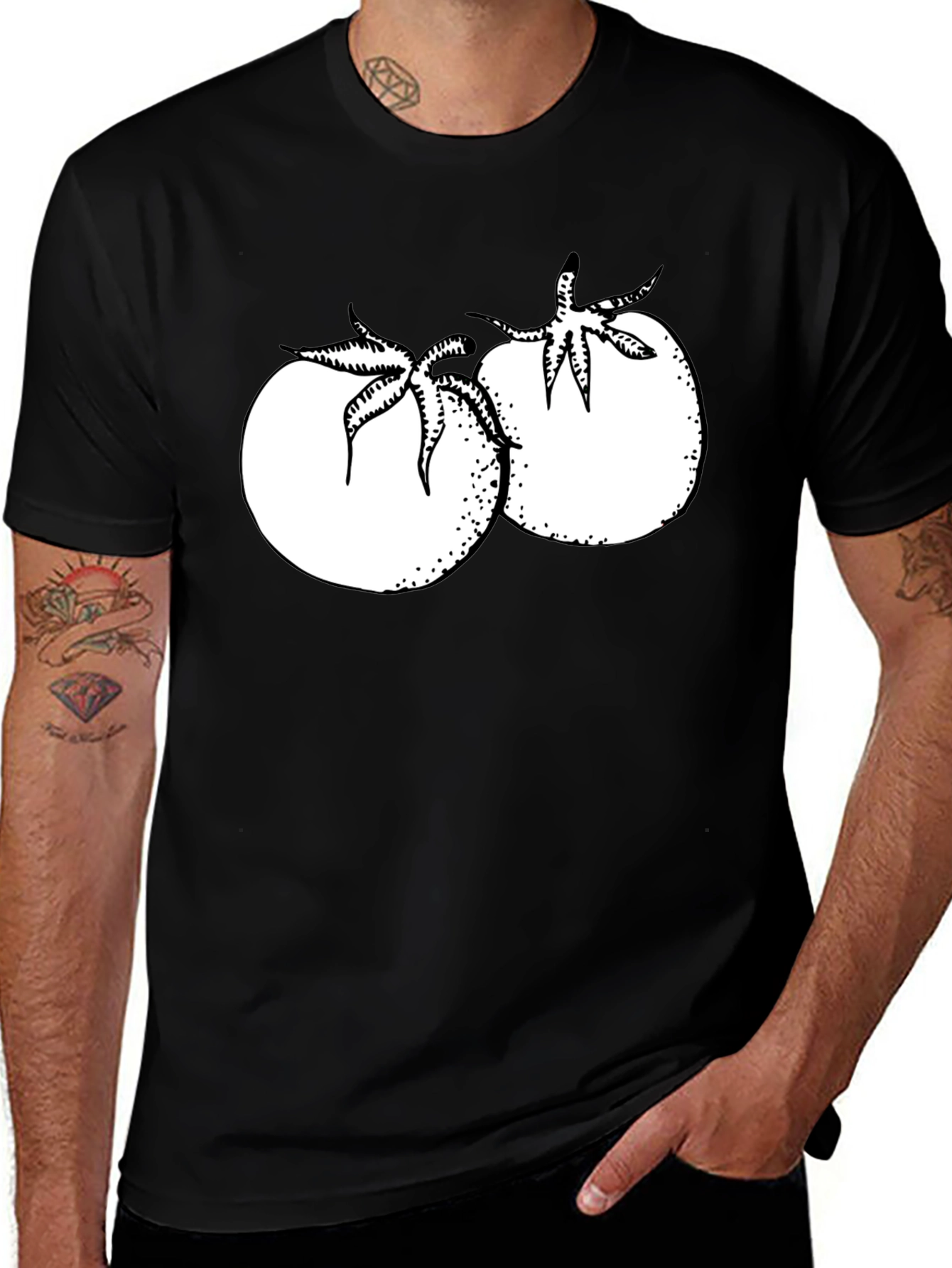 Variant 3 of Tomato Graphic T-Shirt - Black Cotton Tee