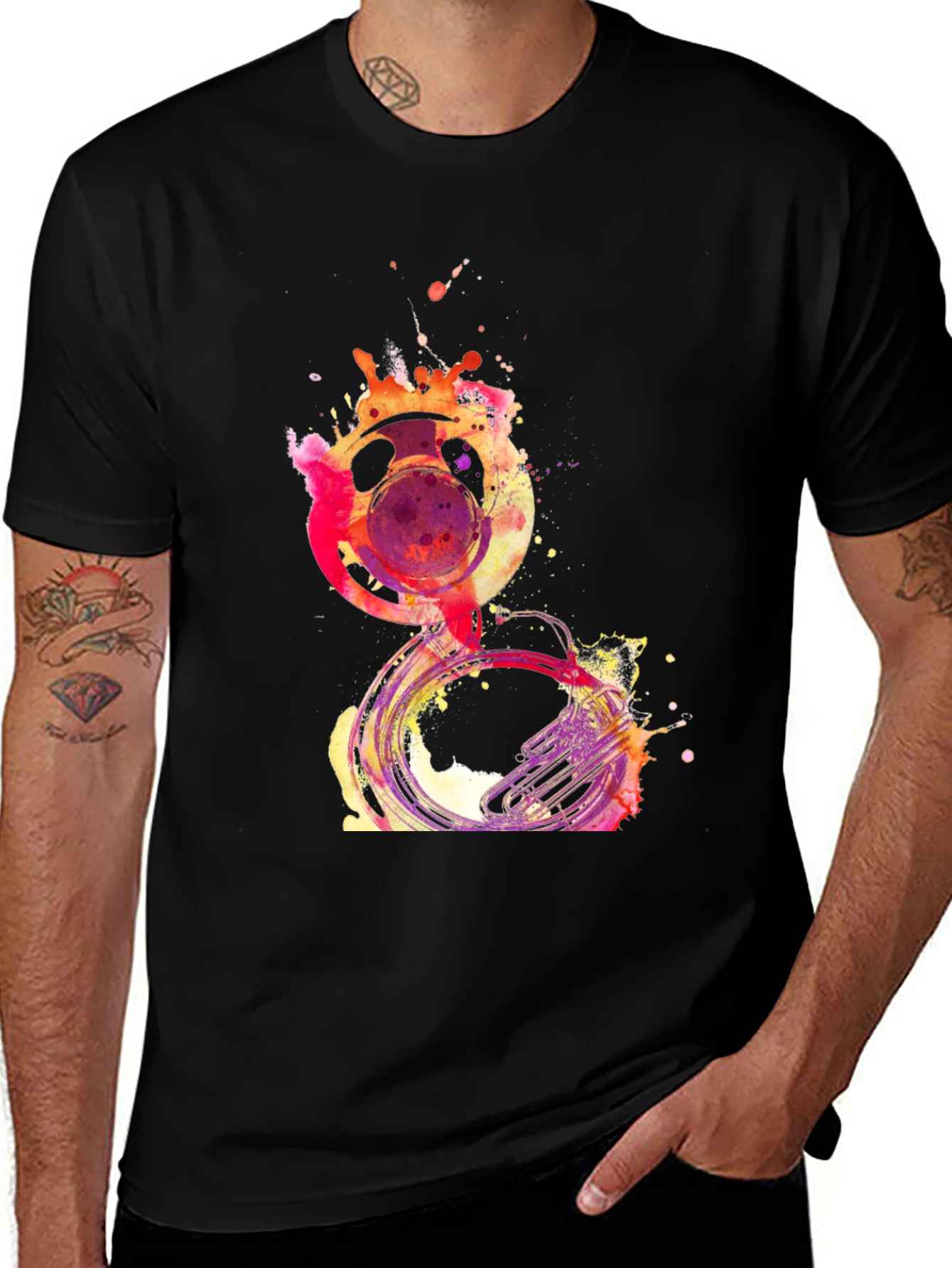 Variant 21 of Watercolor Tuba T-Shirt - Black Unisex Tee