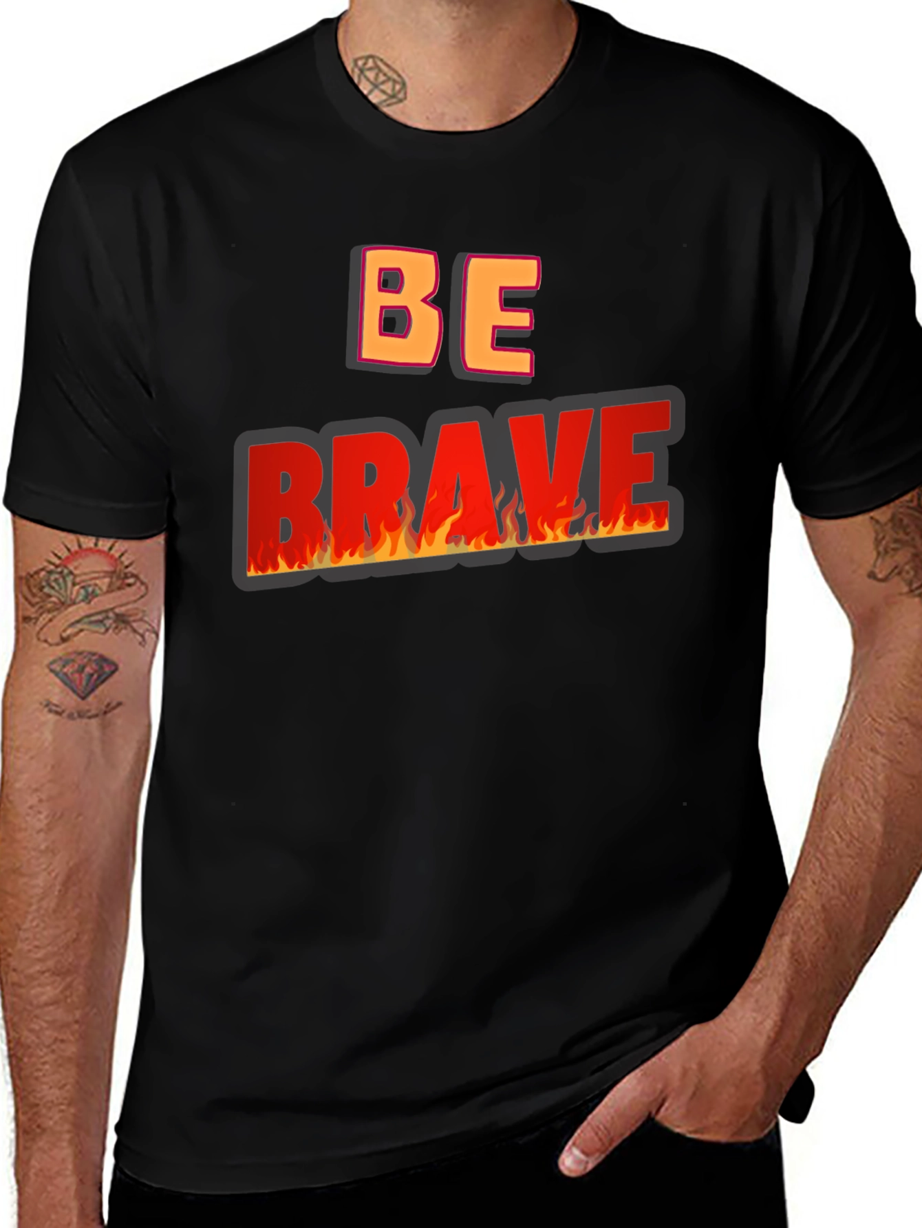 Variant 15 of Be Brave Graphic Tee - Black