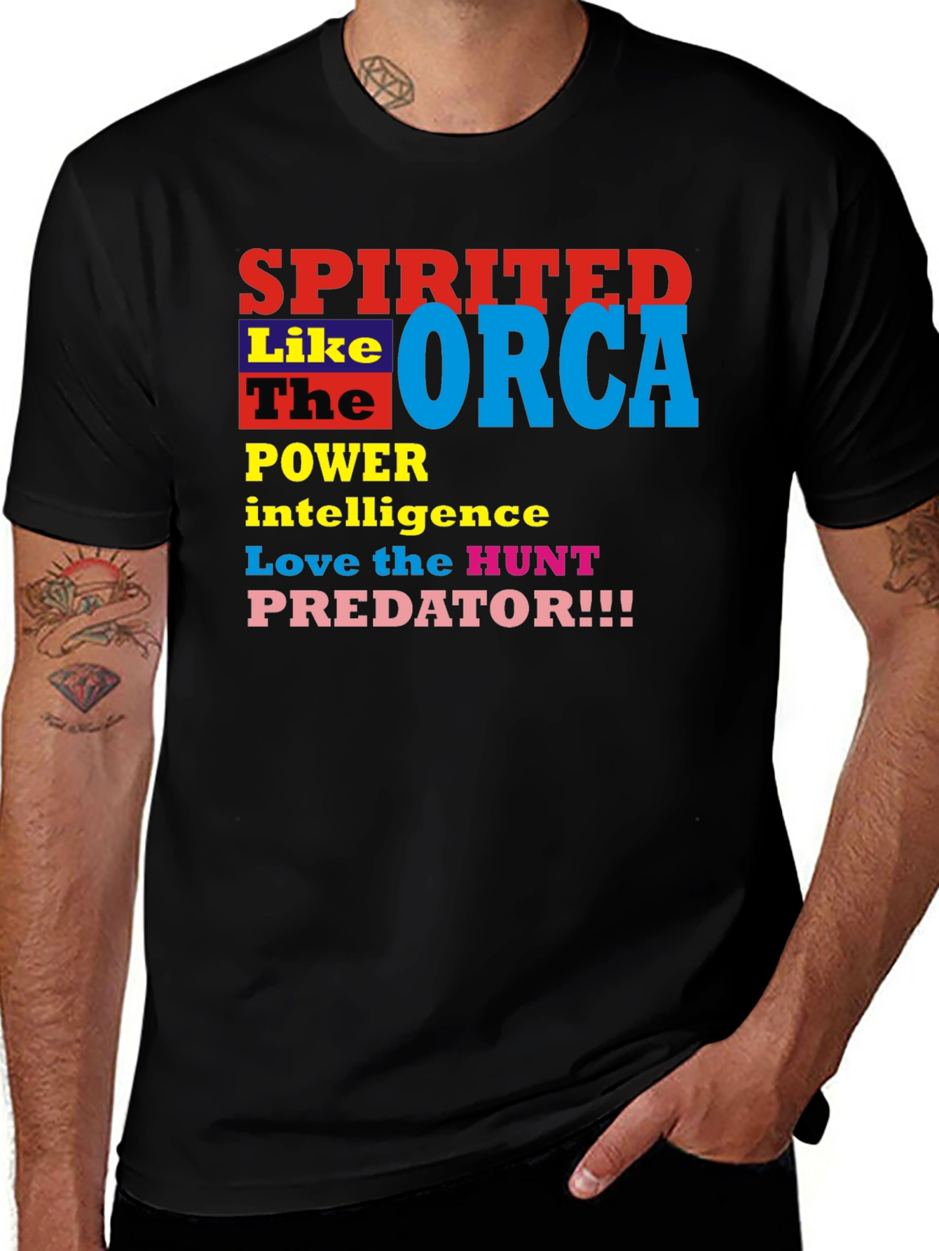 Variant 22 of Spirited Orca Graphic Tee - Power, Intelligence, Hunt!